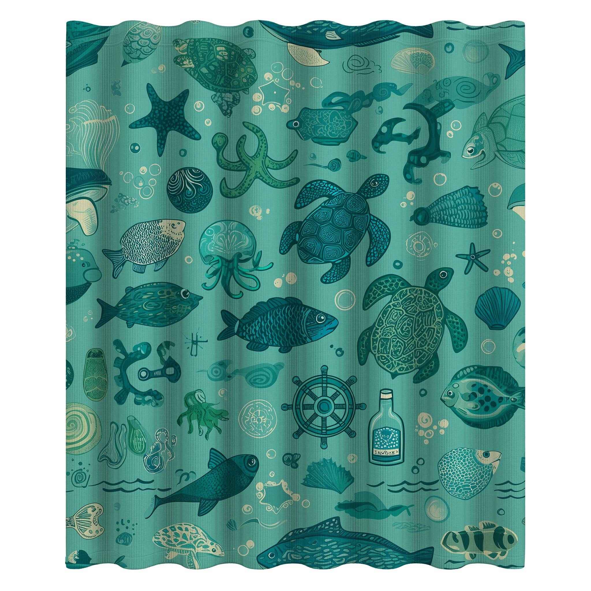 Ocean-Themed Bathroom Shower Curtain