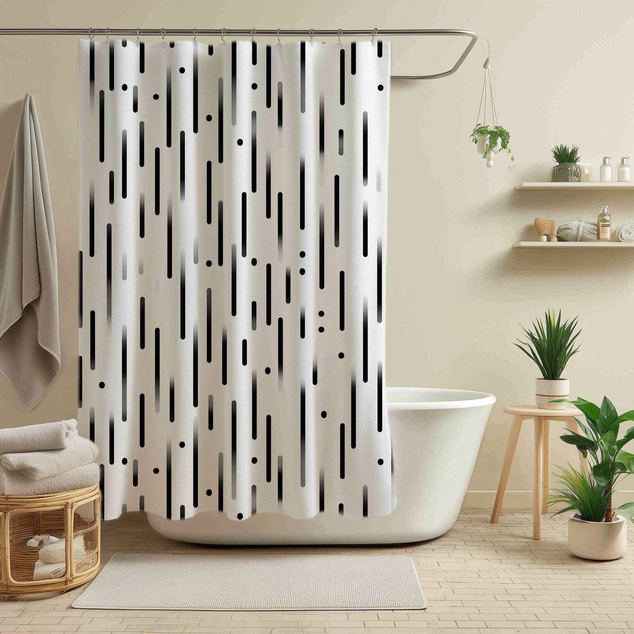 Modern Black & White Shower Curtain