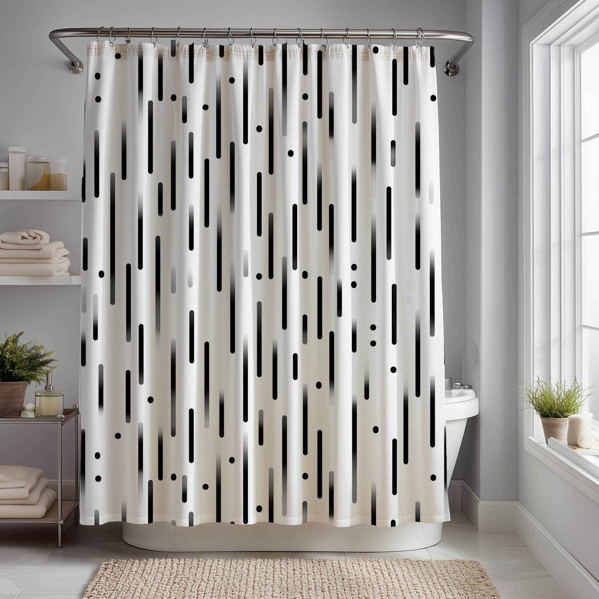 Modern Black & White Shower Curtain