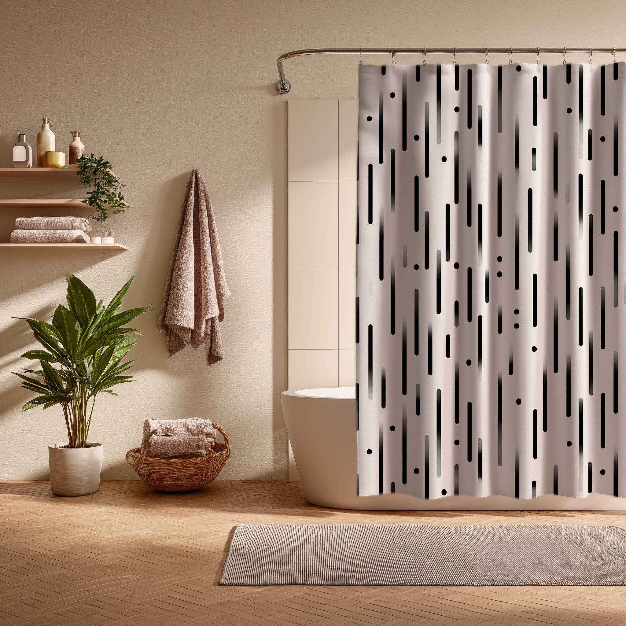 Modern Black & White Shower Curtain