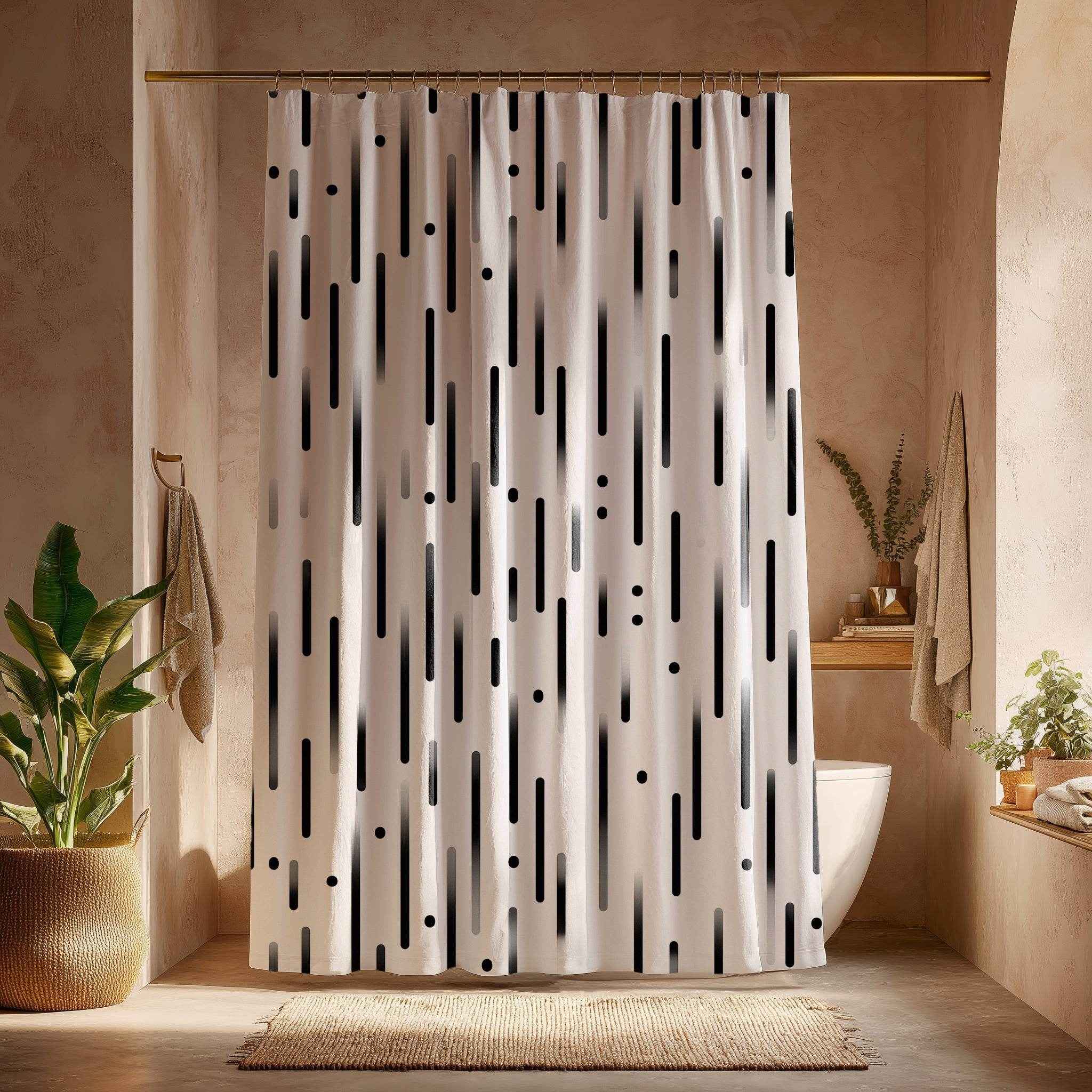 Modern Black & White Shower Curtain