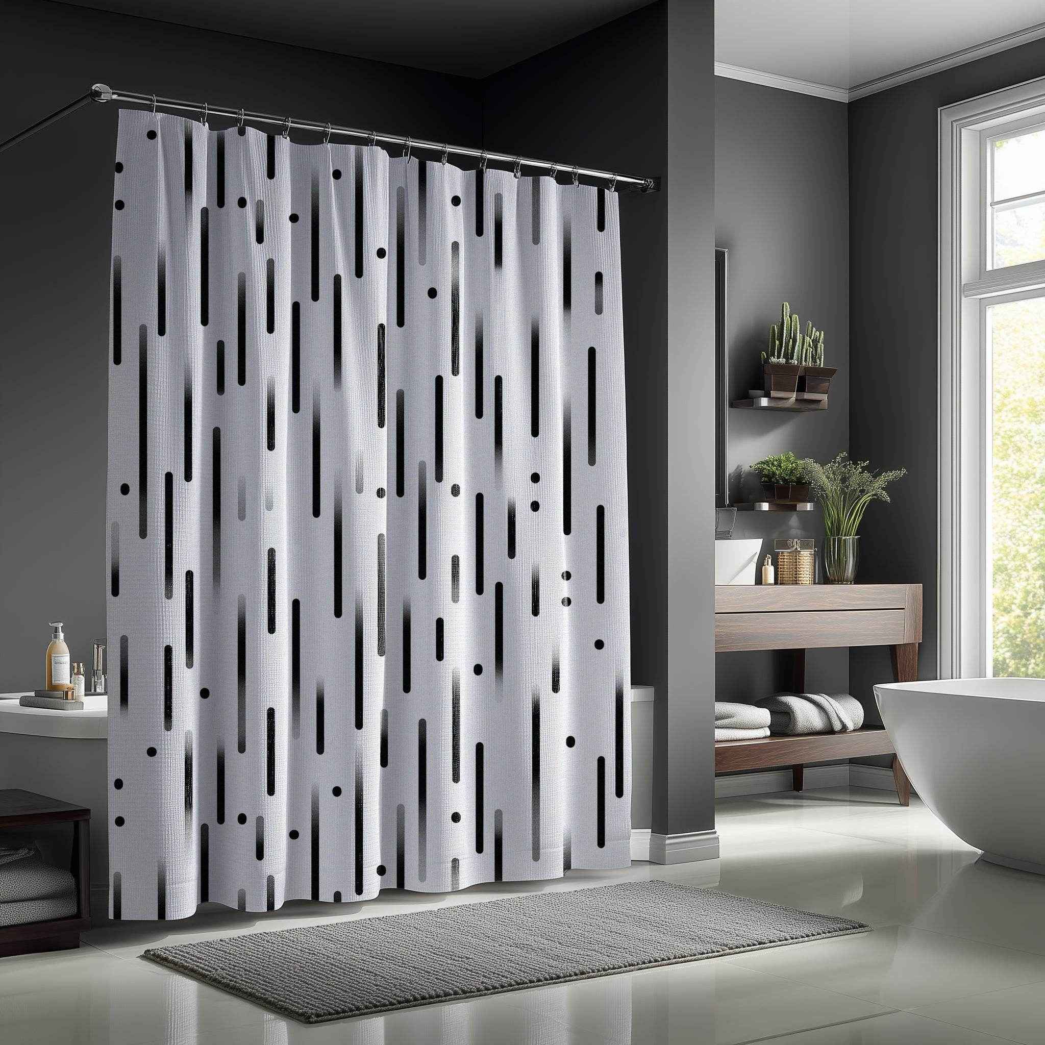 Modern Black & White Shower Curtain