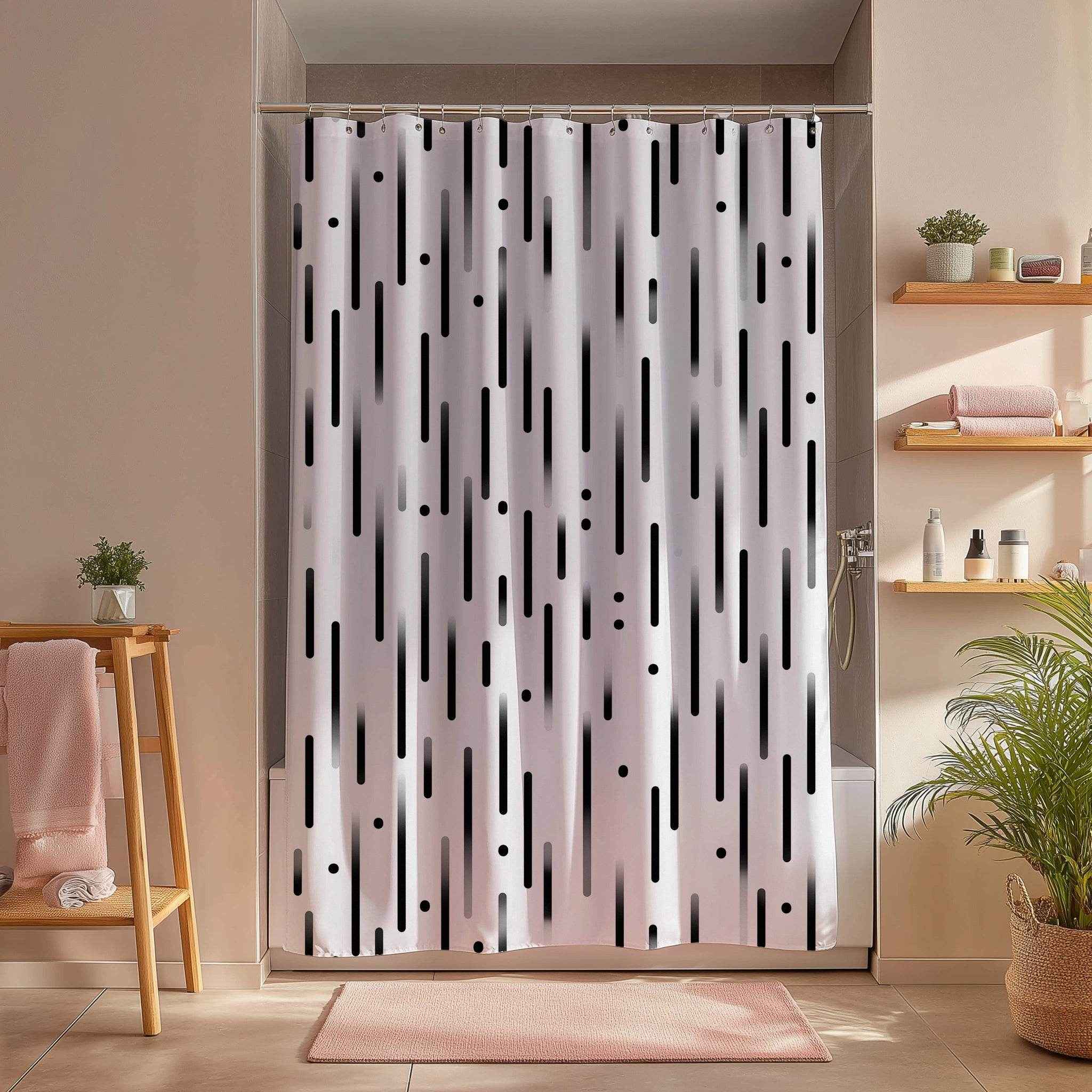 Modern Black & White Shower Curtain