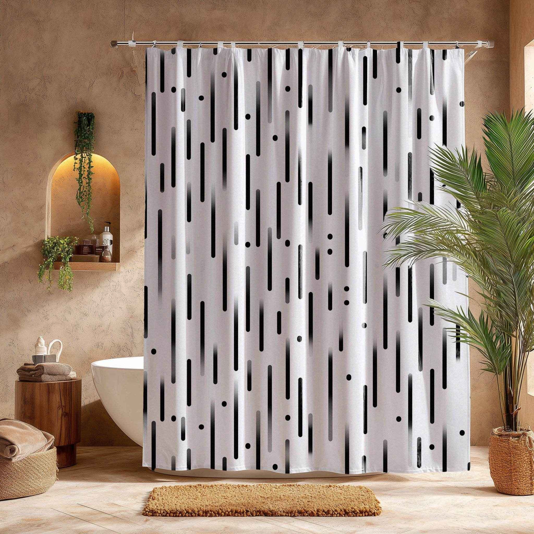 Modern Black & White Shower Curtain