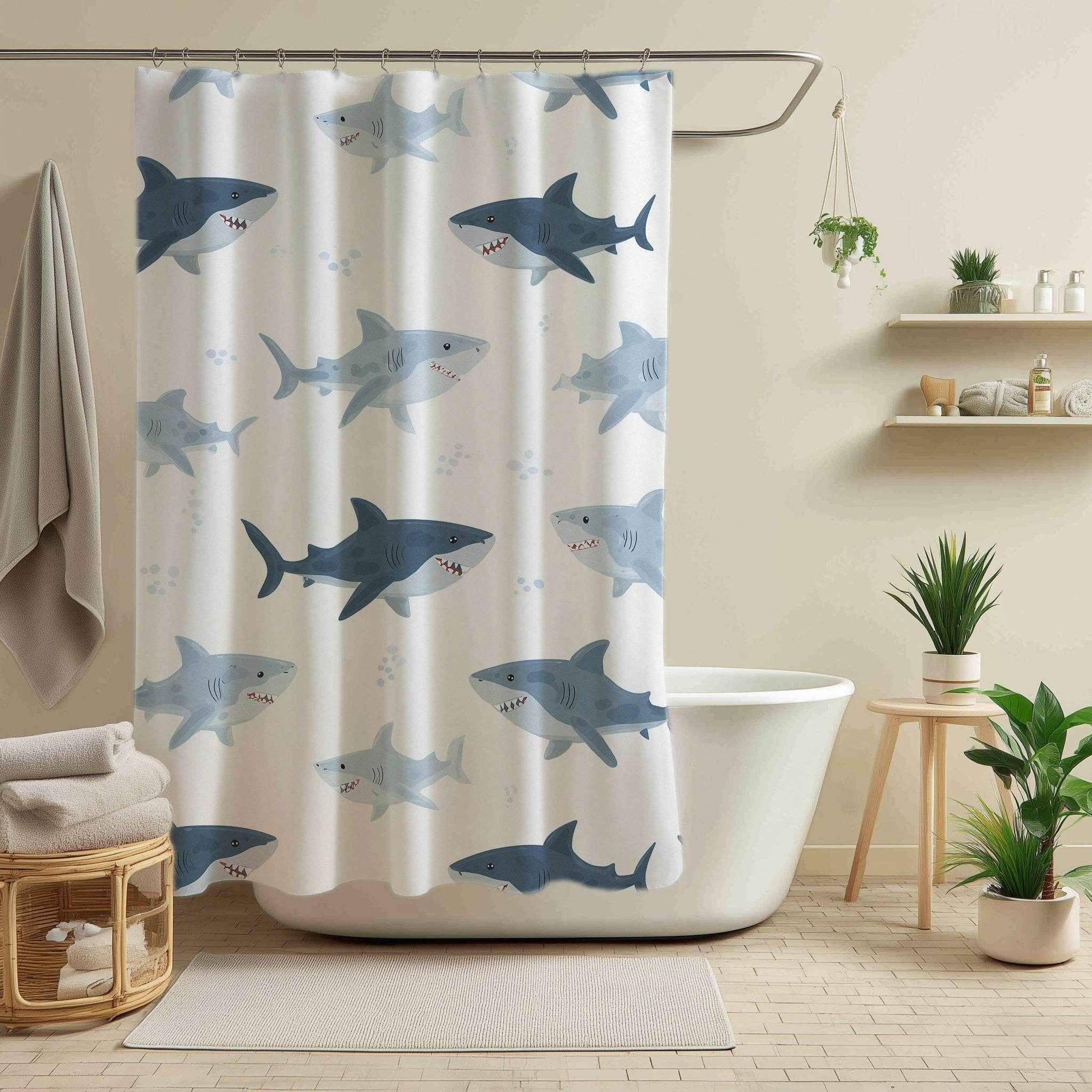 Shark Pattern Shower Curtain