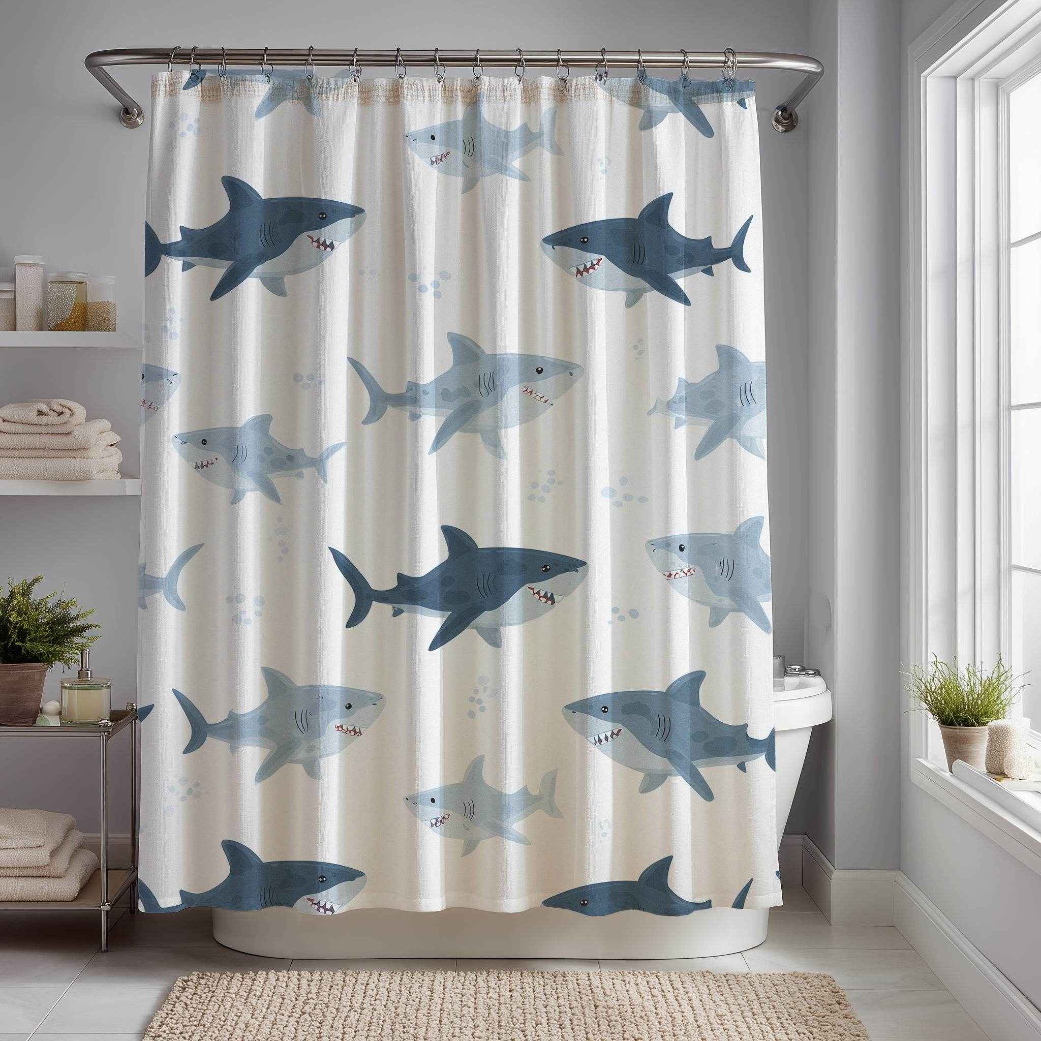 Shark Pattern Shower Curtain