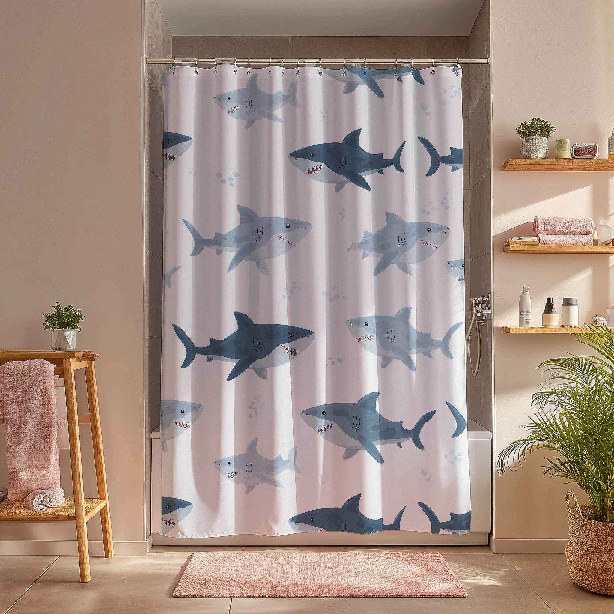 Shark Pattern Shower Curtain