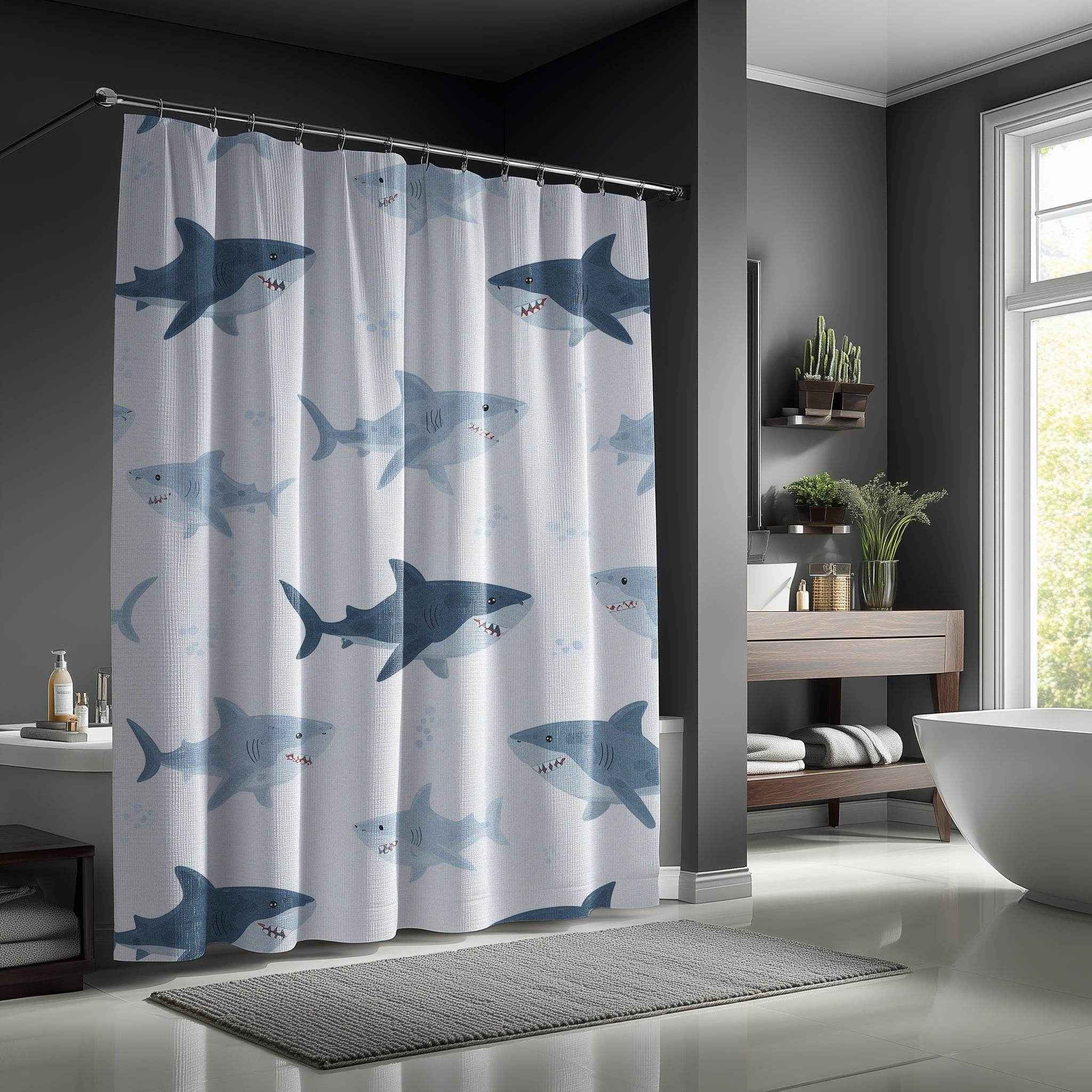 Shark Pattern Shower Curtain