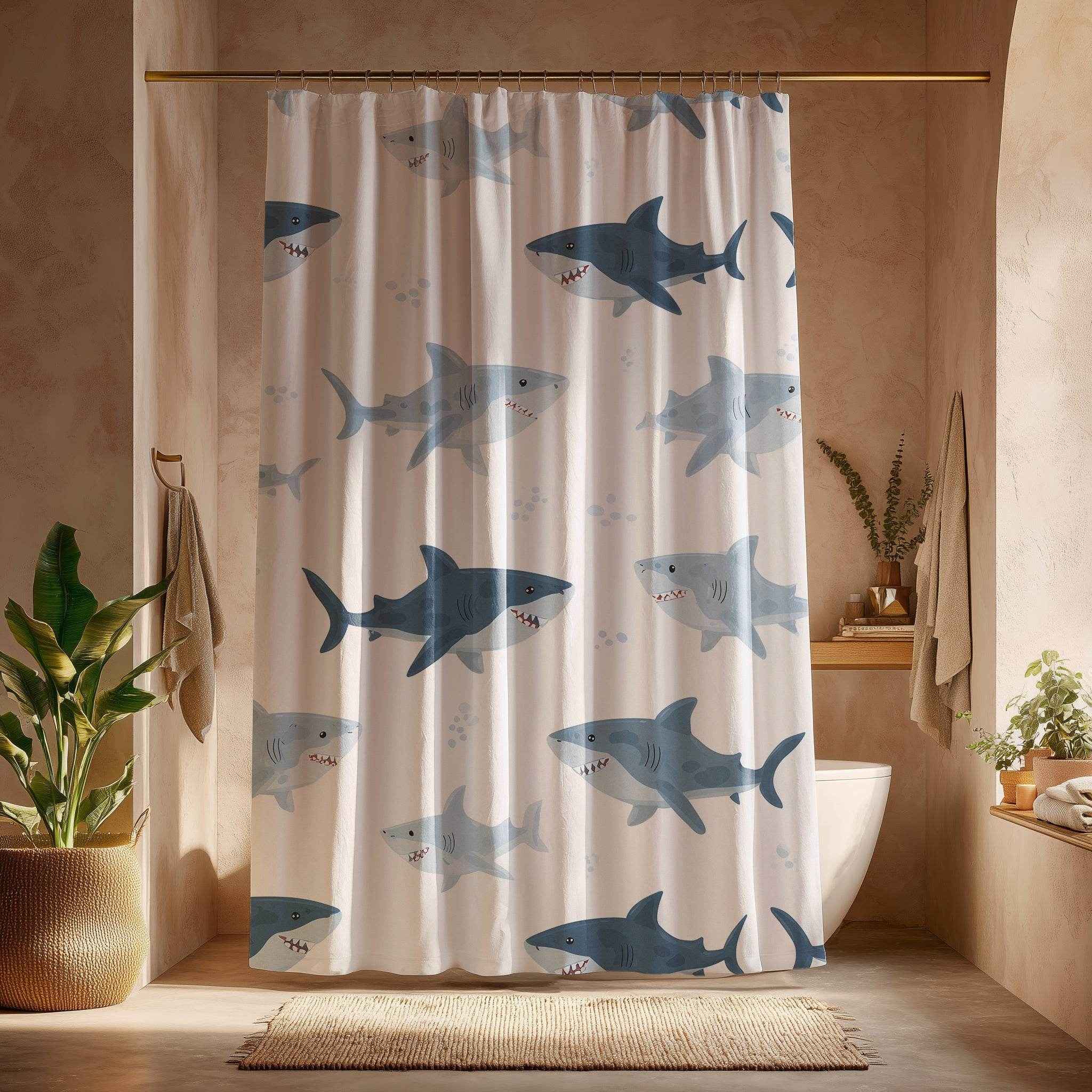 Shark Pattern Shower Curtain