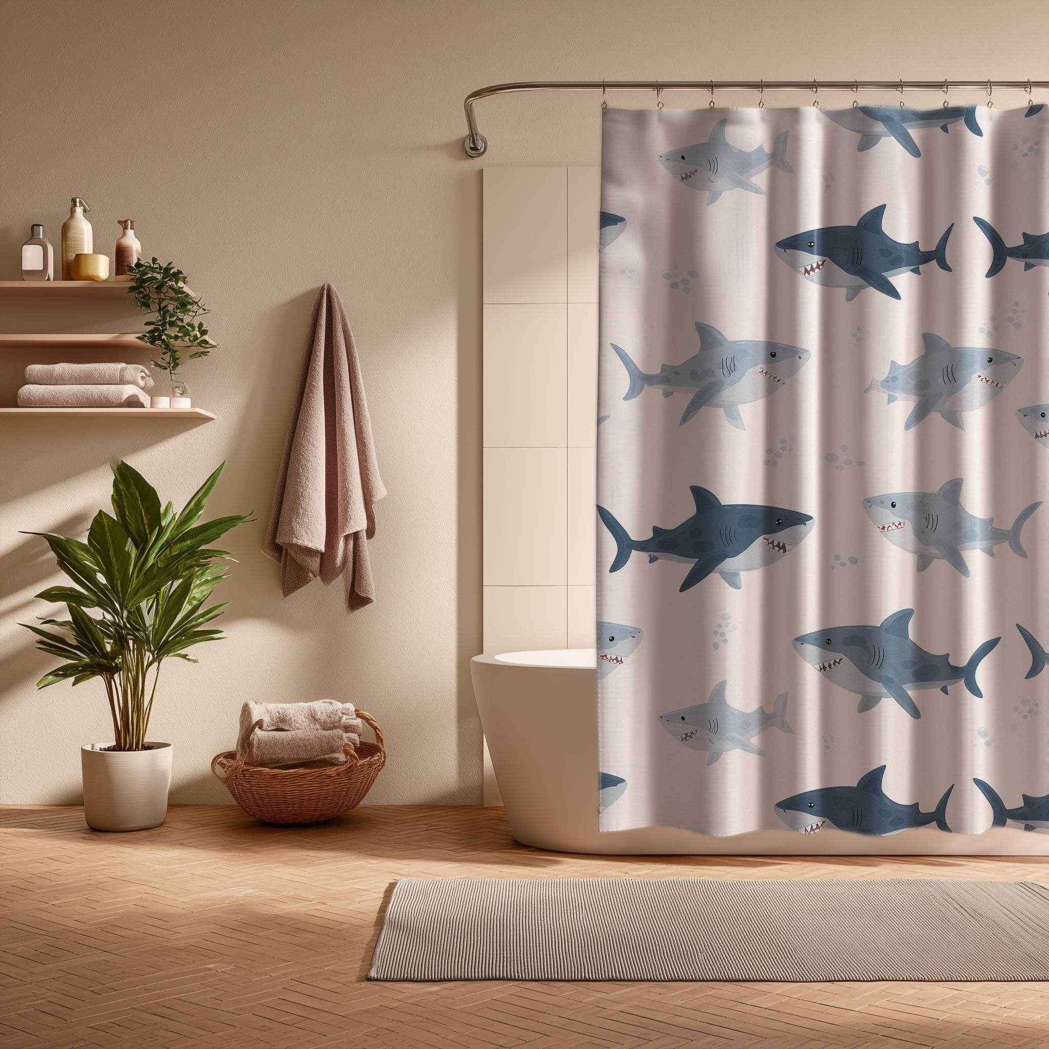 Shark Pattern Shower Curtain