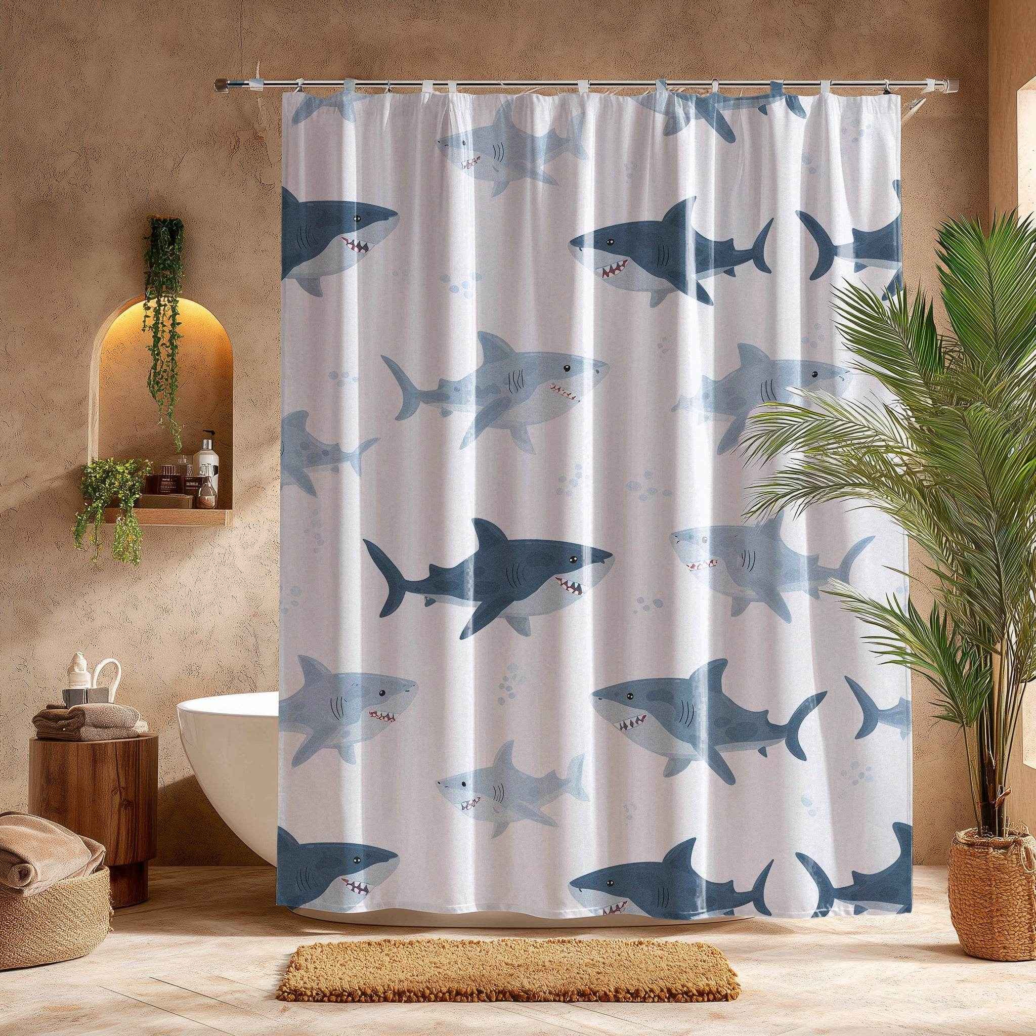 Shark Pattern Shower Curtain