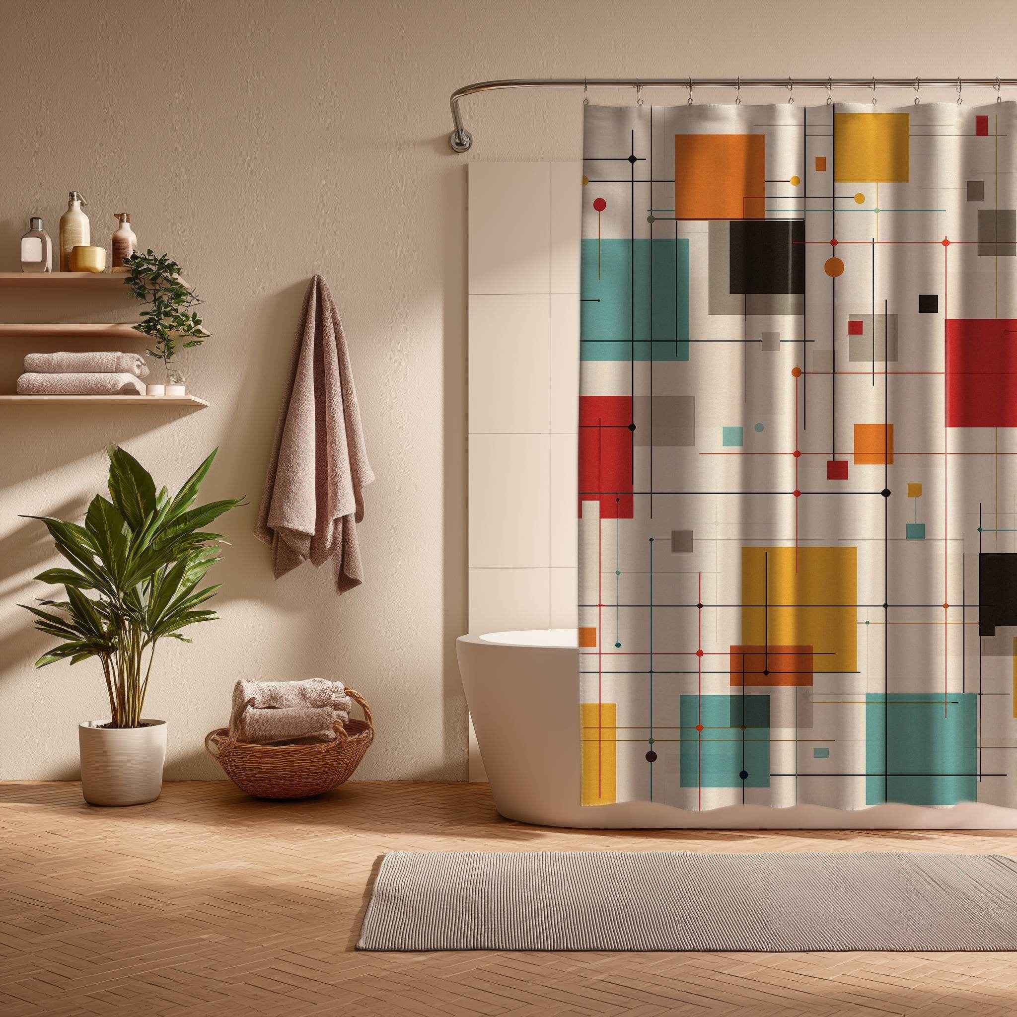 Modern Geometric Abstract Design  Shower Curtain
