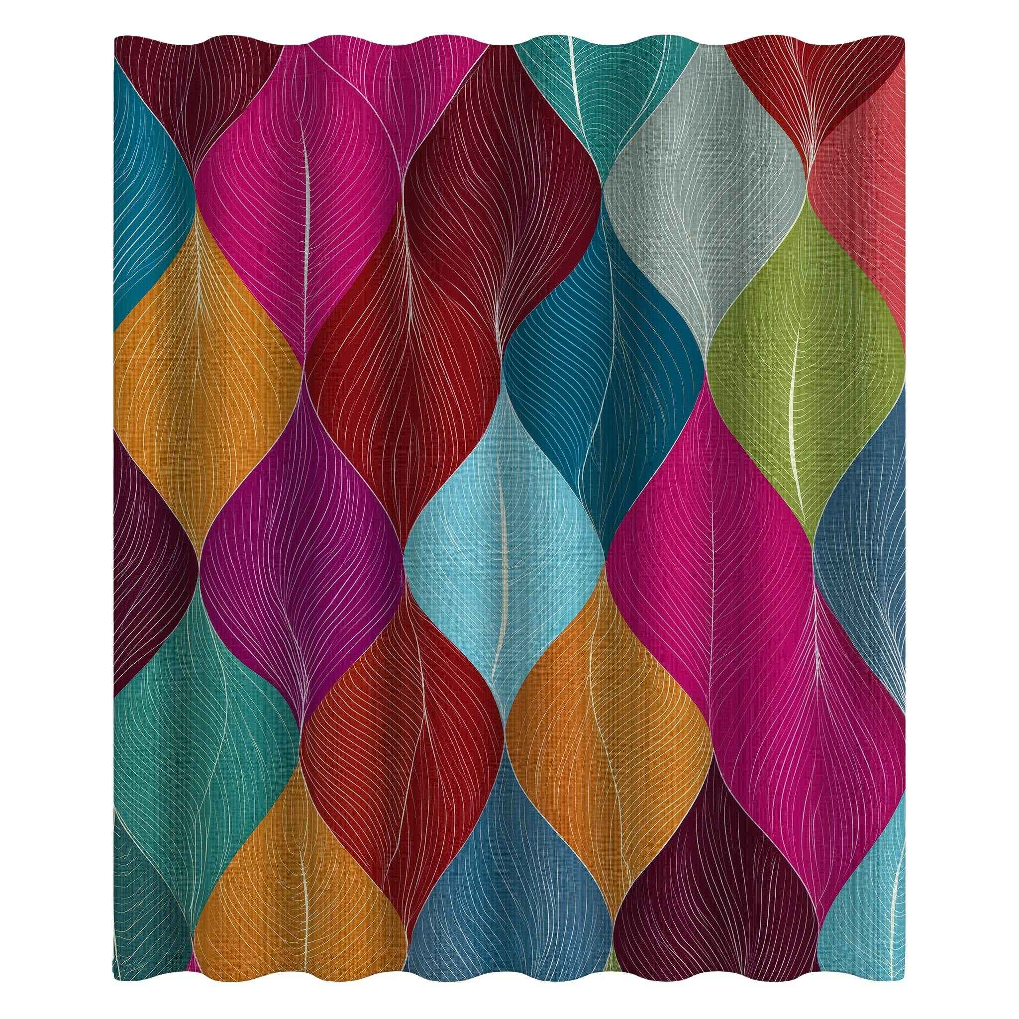 Vibrant Leaf Pattern Shower Curtain