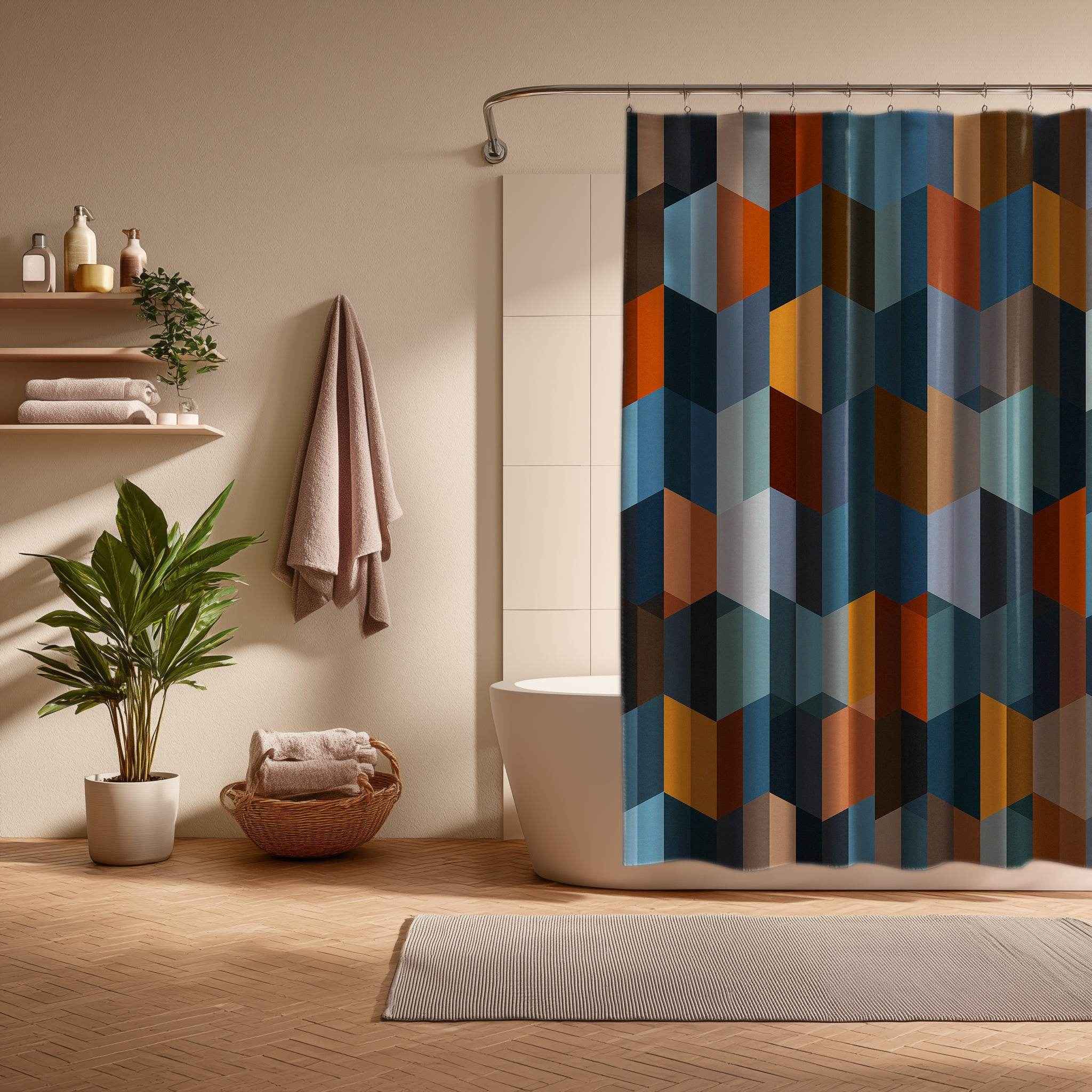 Modern Geometric Shower Curtain