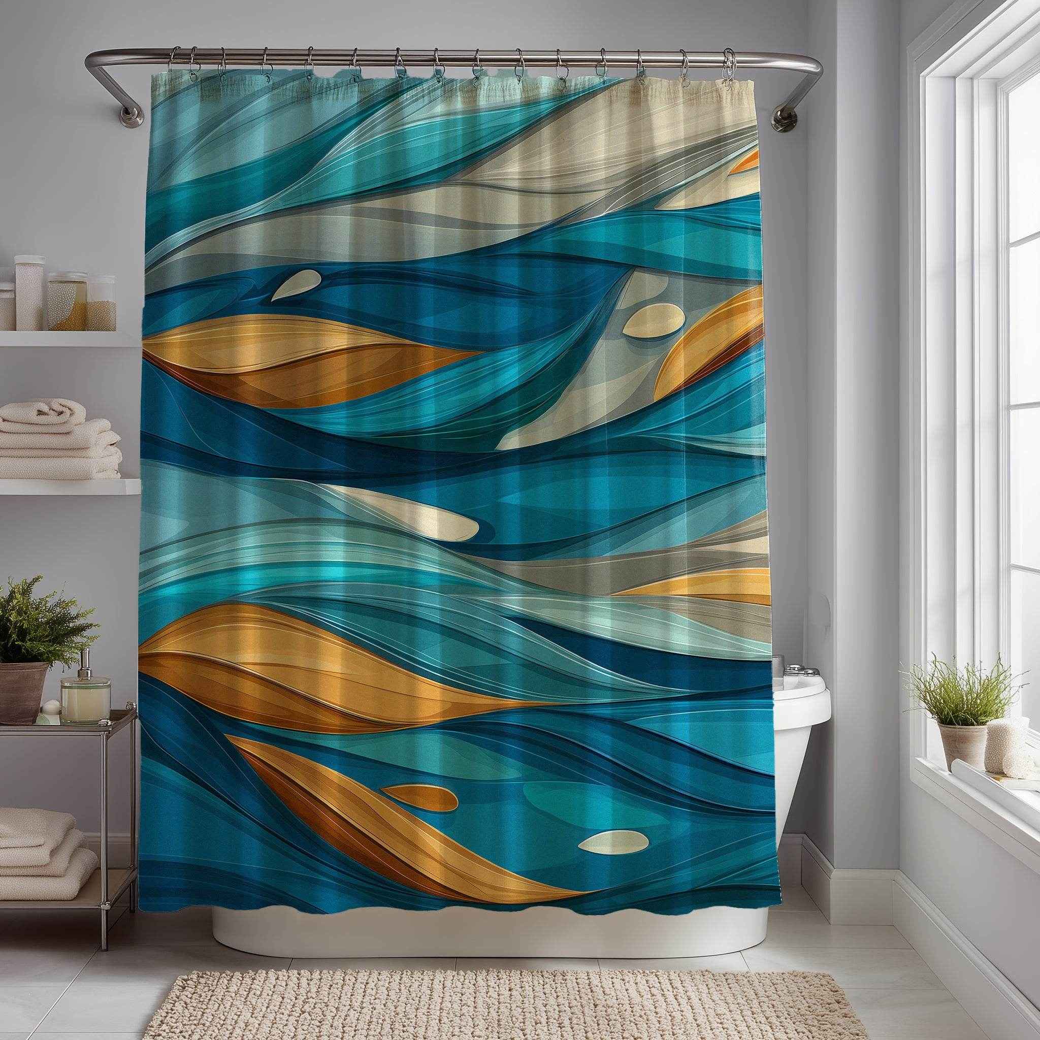 Artistic Wave Shower Curtains
