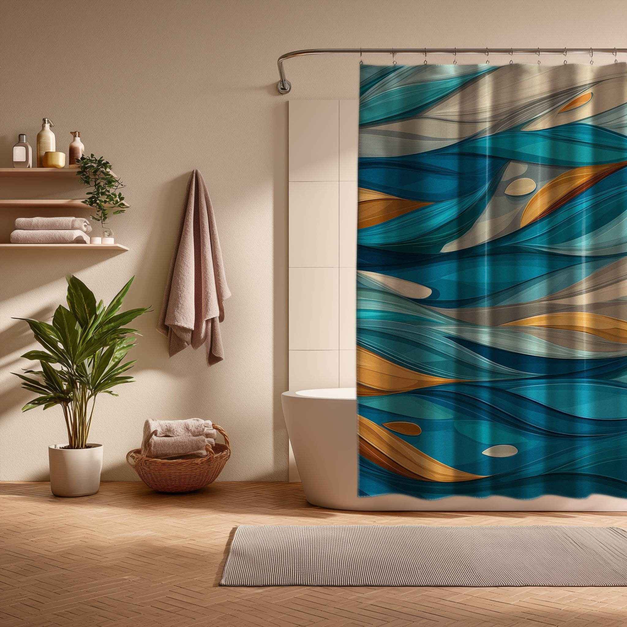 Artistic Wave Shower Curtains