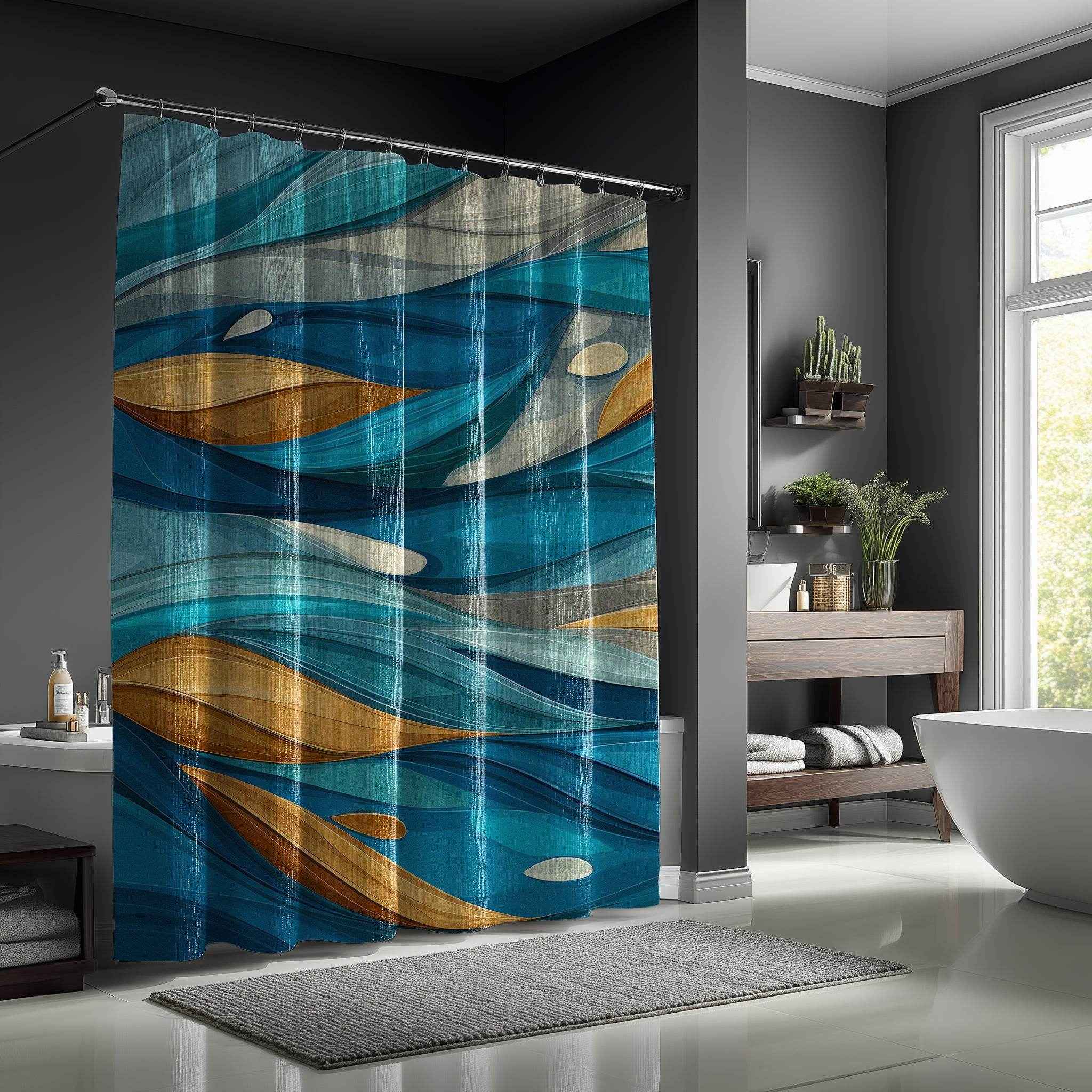 Artistic Wave Shower Curtains
