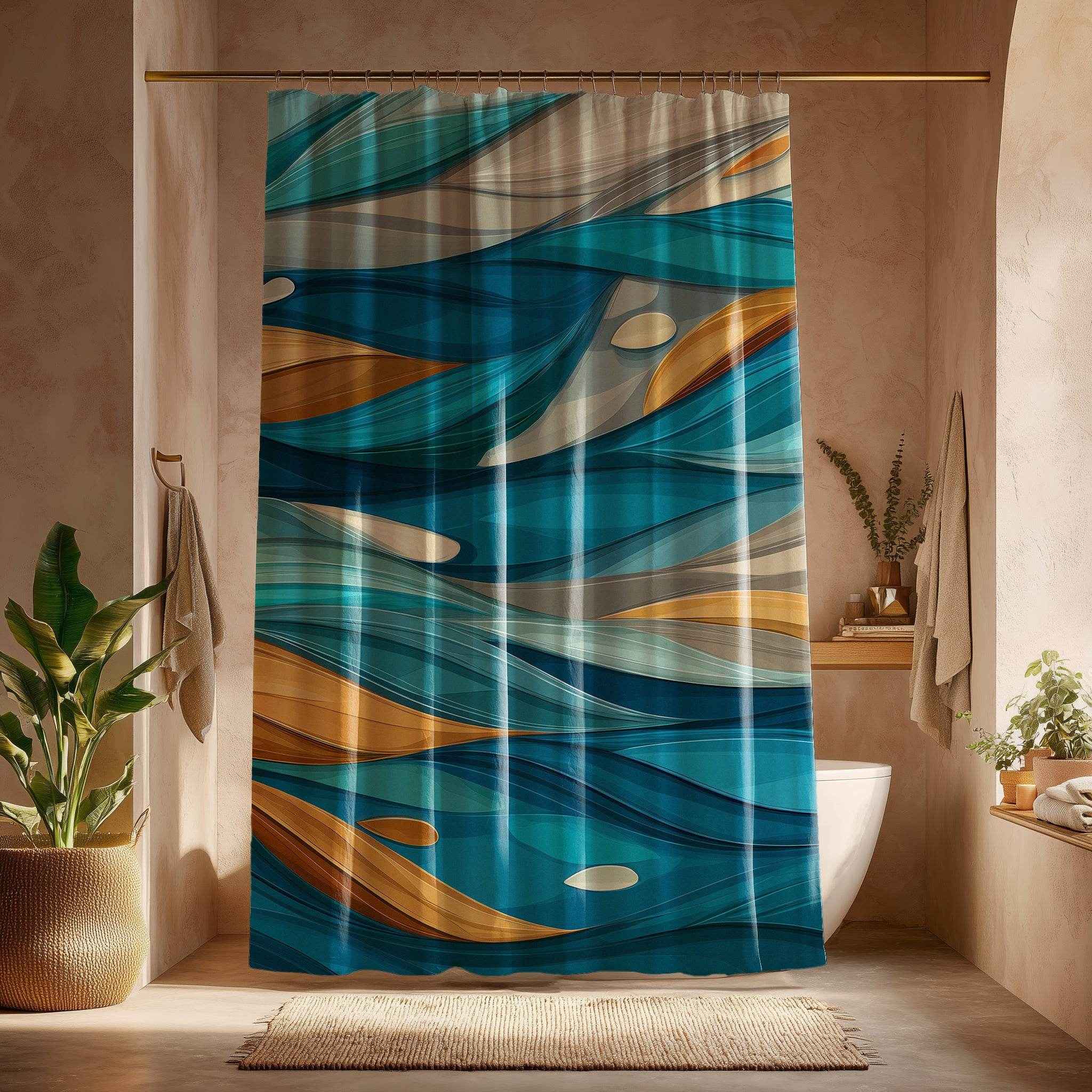 Artistic Wave Shower Curtains