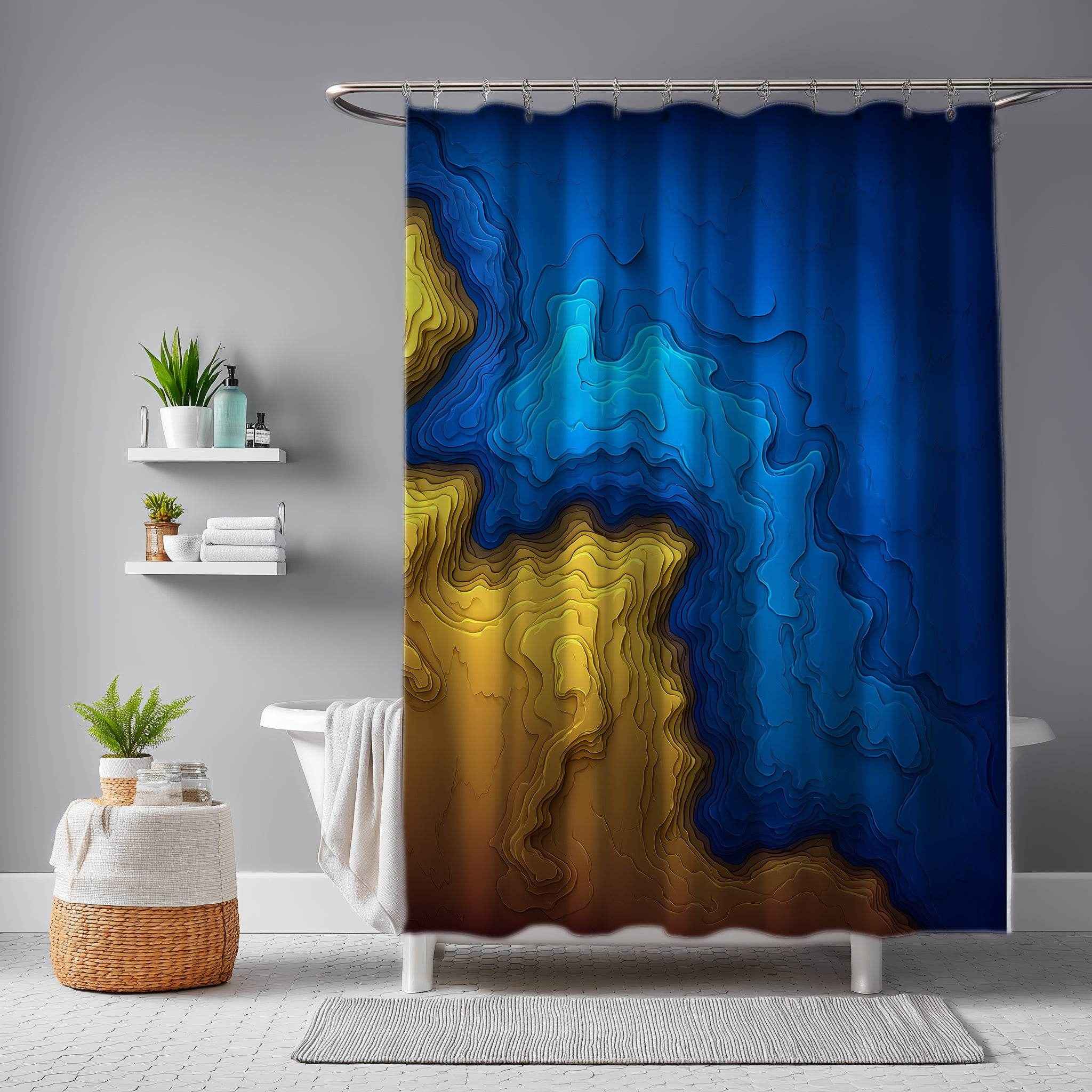 Abstract Ocean Waves Shower Curtain