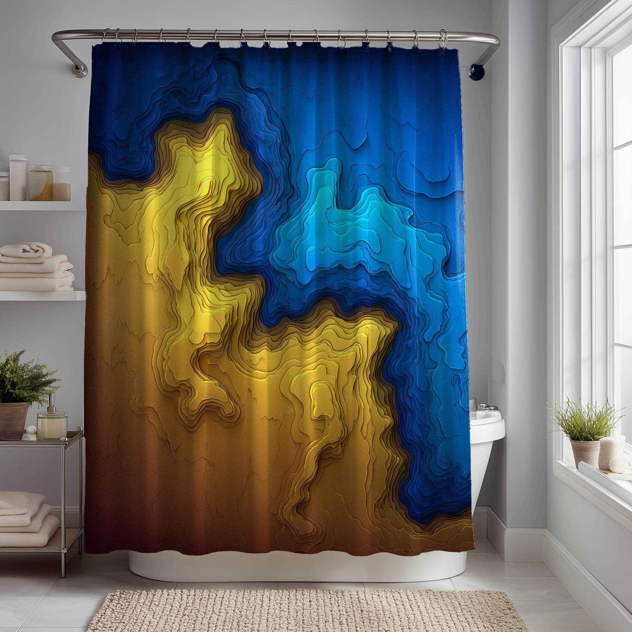 Abstract Ocean Waves Shower Curtain