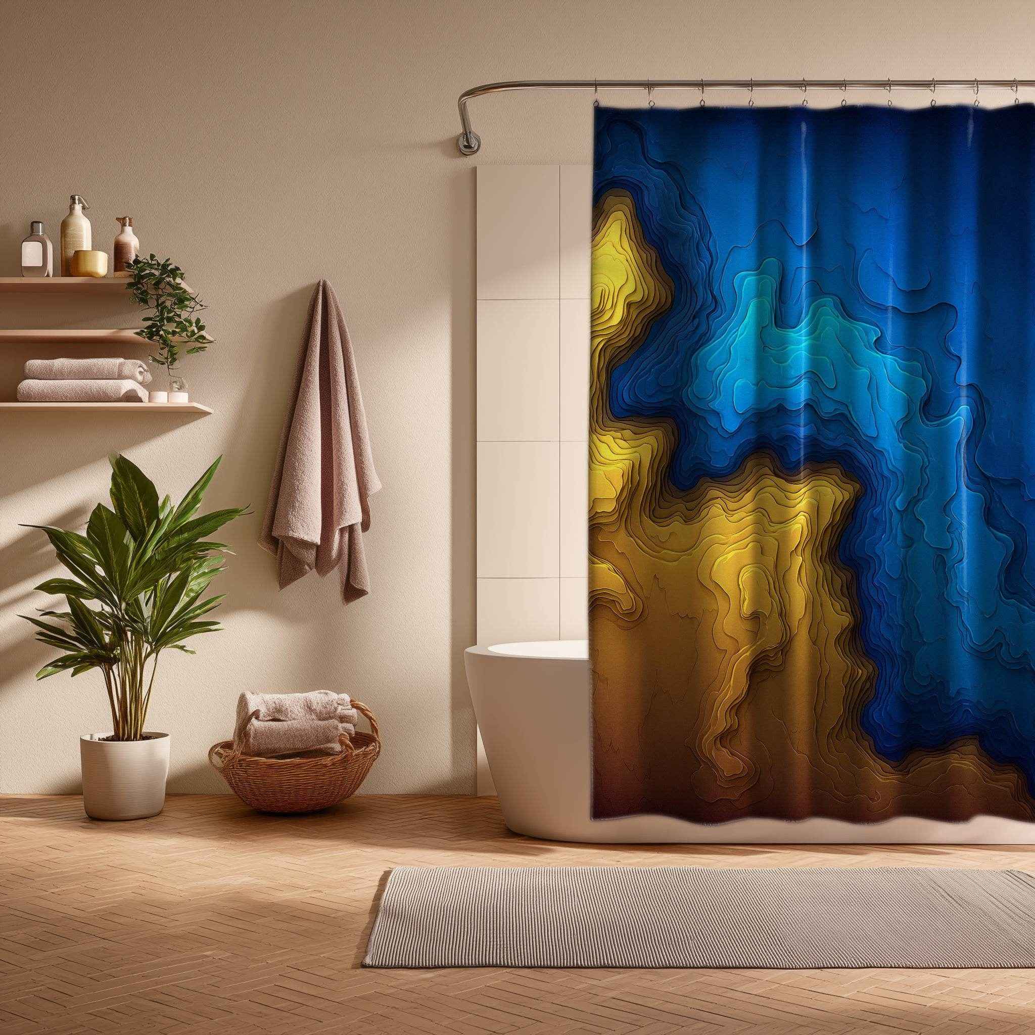 Abstract Ocean Waves Shower Curtain