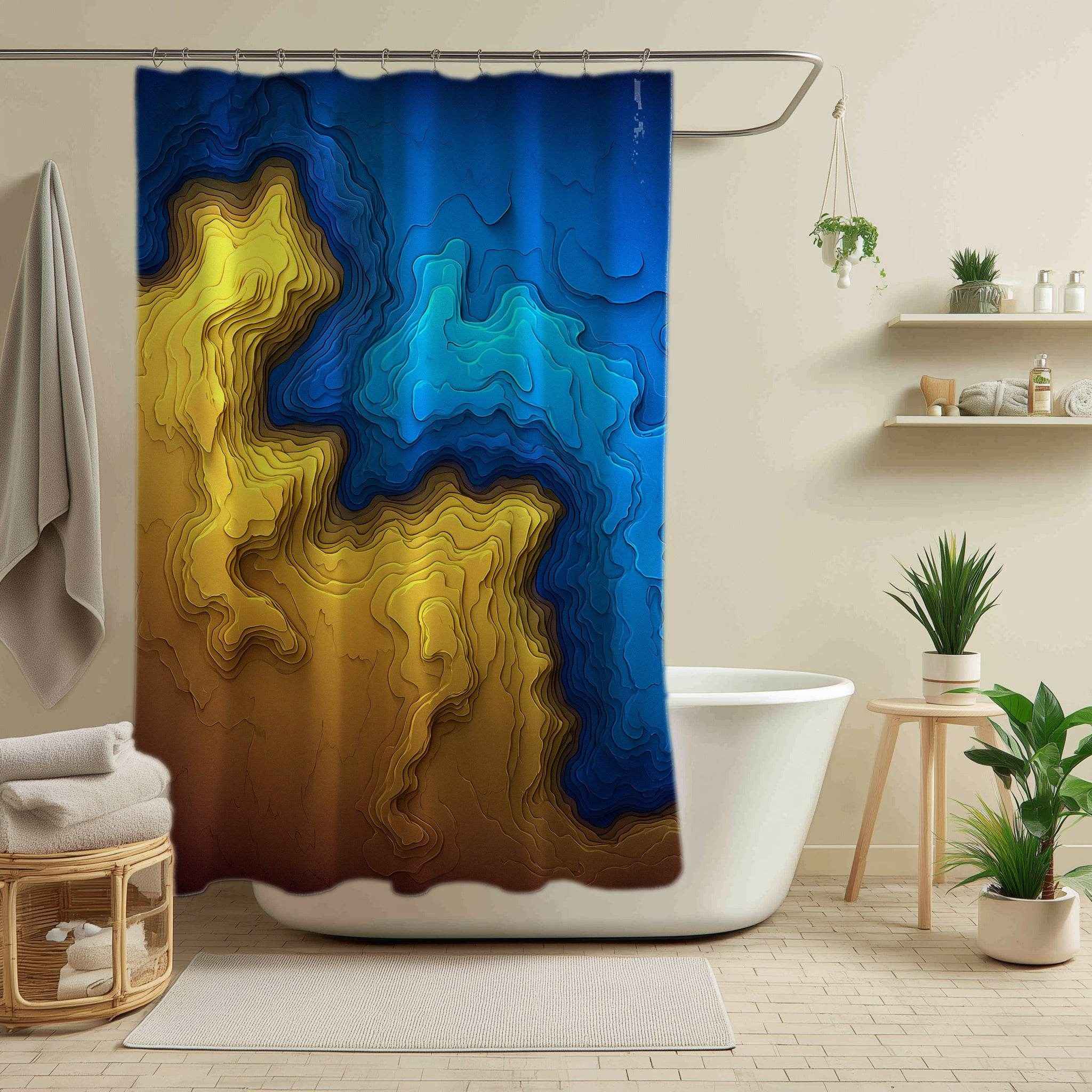 Abstract Ocean Waves Shower Curtain