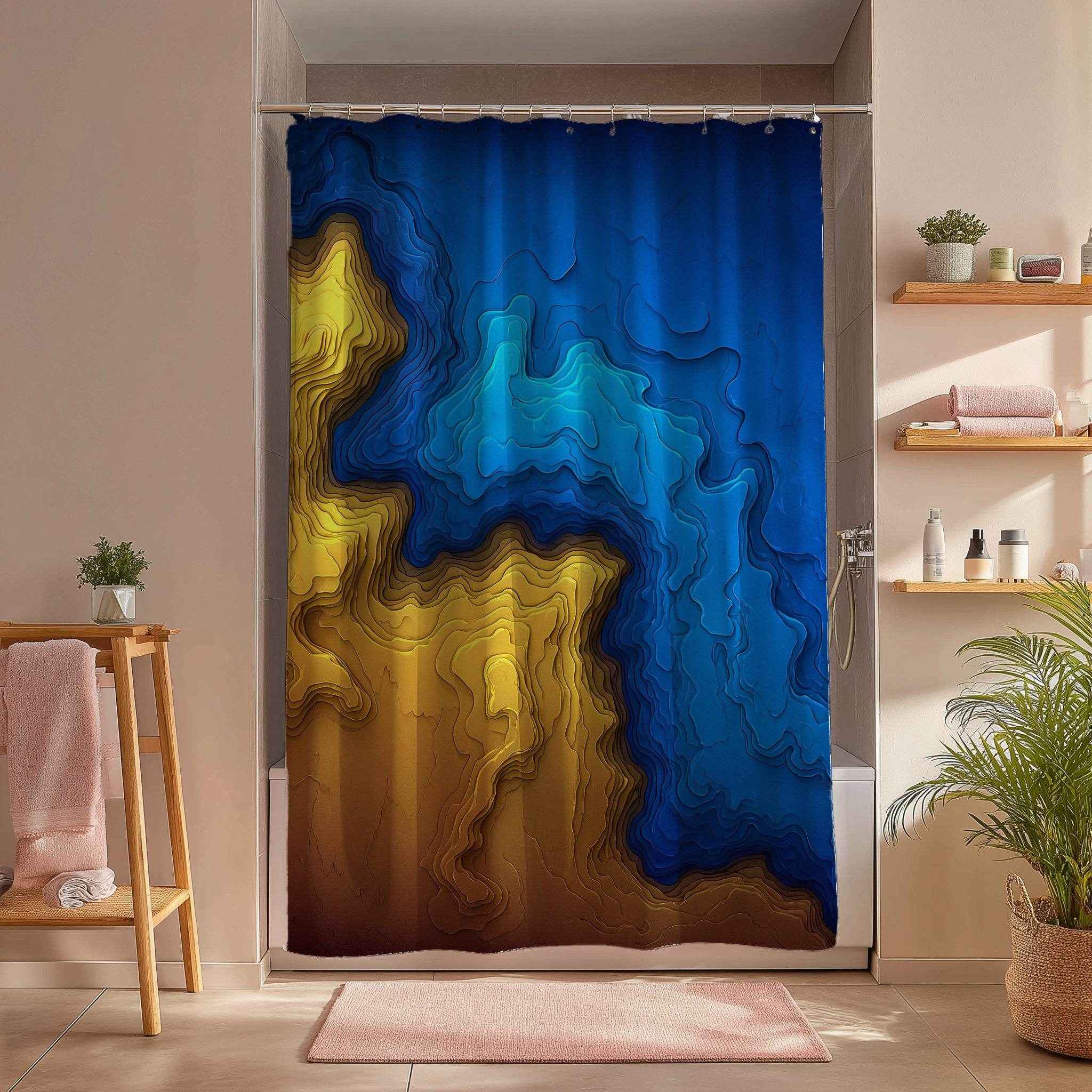 Abstract Ocean Waves Shower Curtain