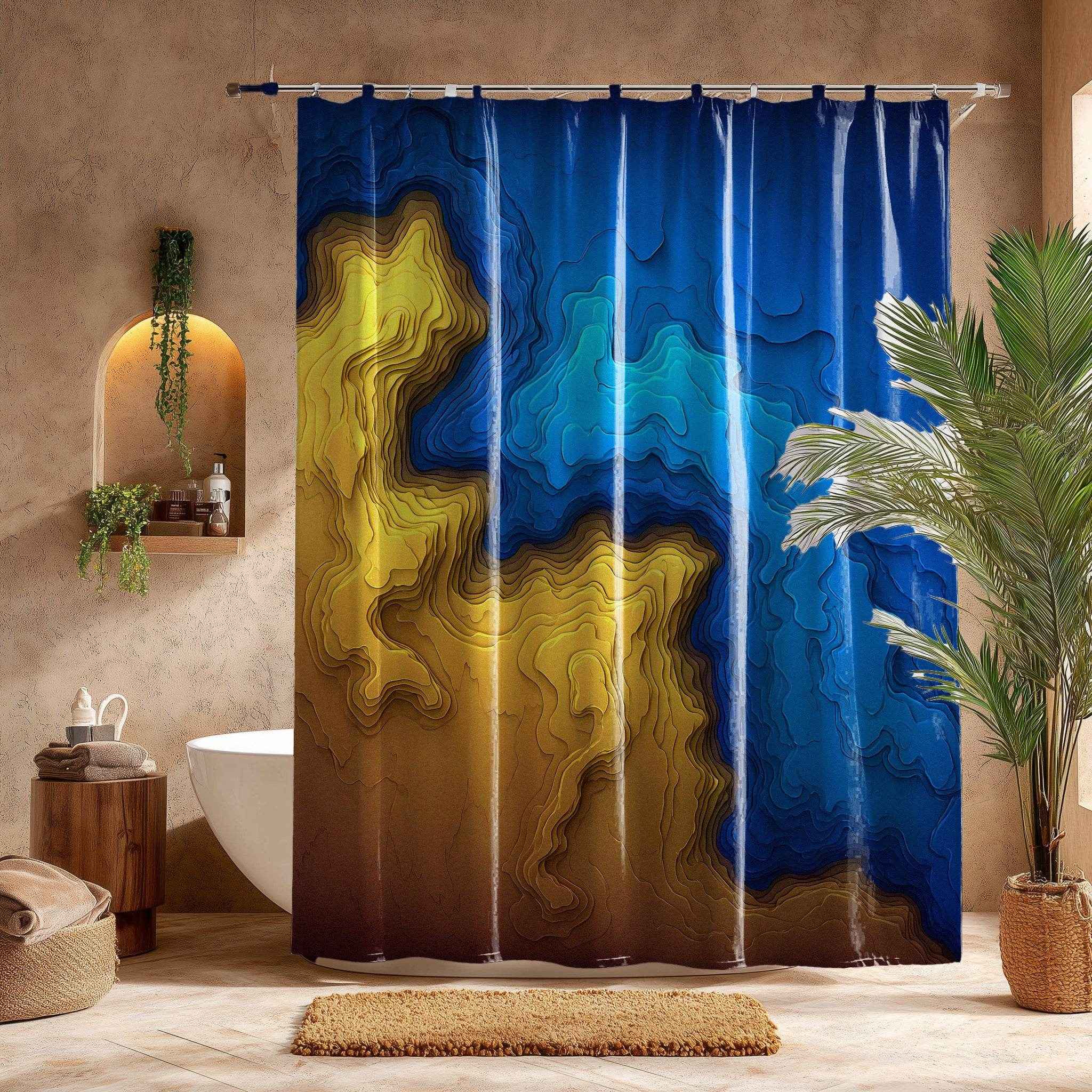 Abstract Ocean Waves Shower Curtain