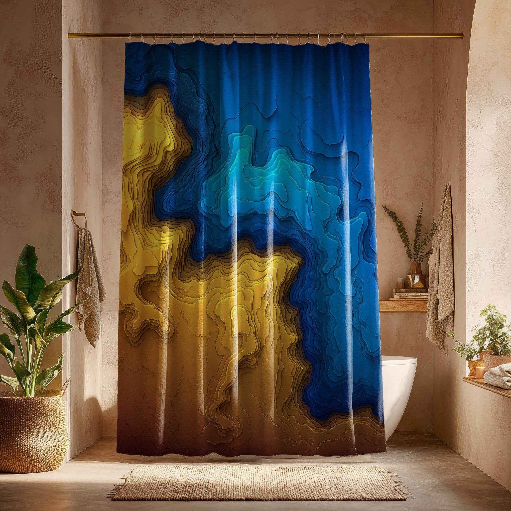 Abstract Ocean Waves Shower Curtain