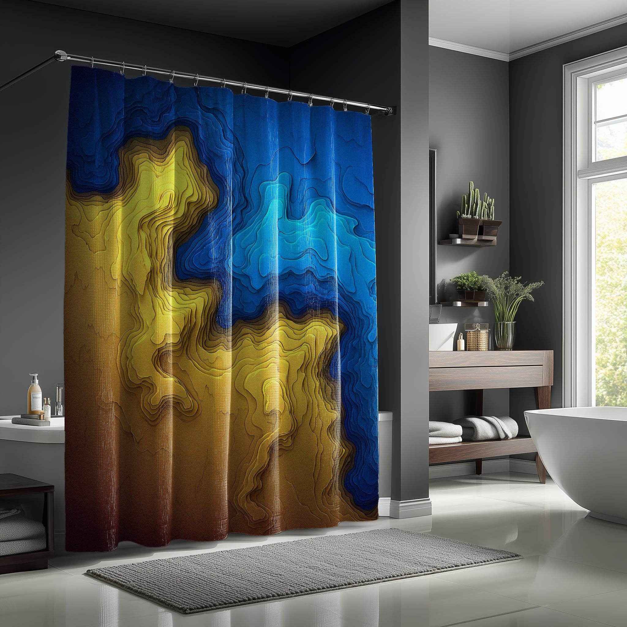 Abstract Ocean Waves Shower Curtain
