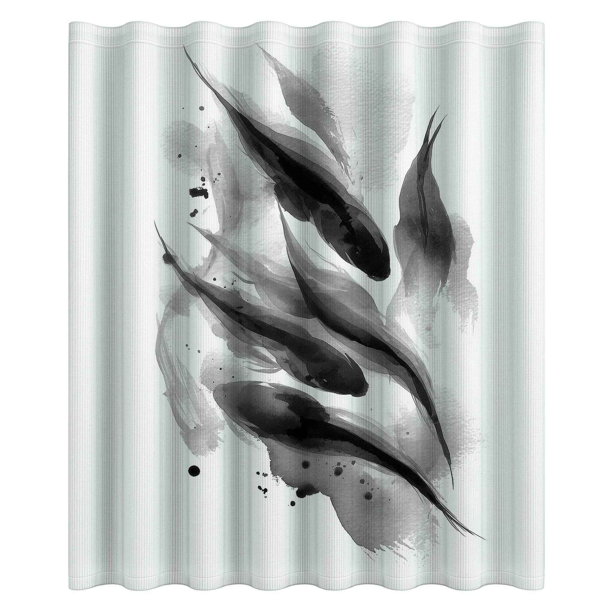 Elegant Monochrome Fish Shower Curtain