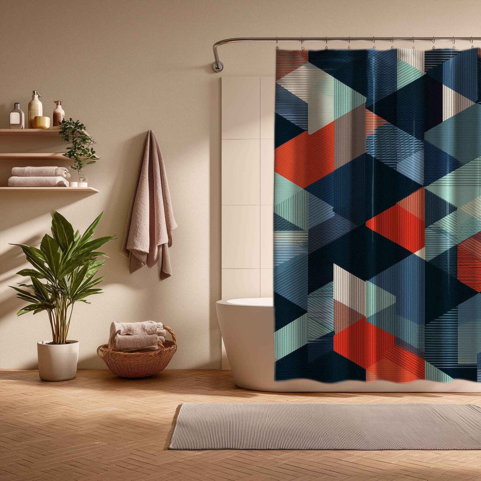 Modern Geometric Shower Curtain