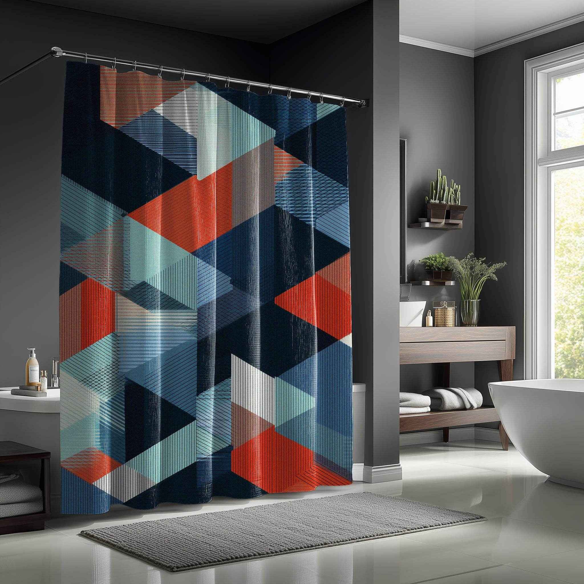 Modern Geometric Shower Curtain