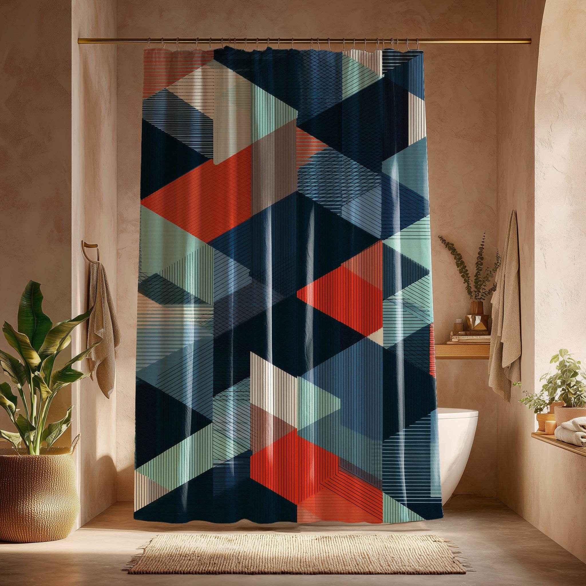 Modern Geometric Shower Curtain