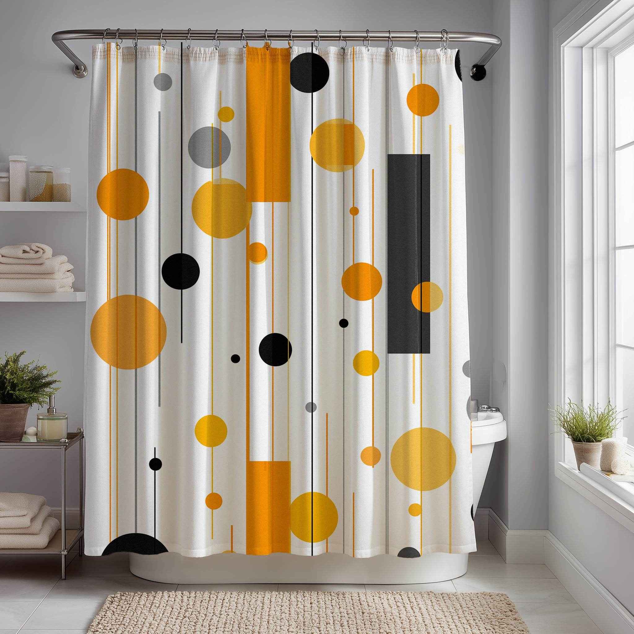 Modern Geometric Yellow & Gray Shower Curtains