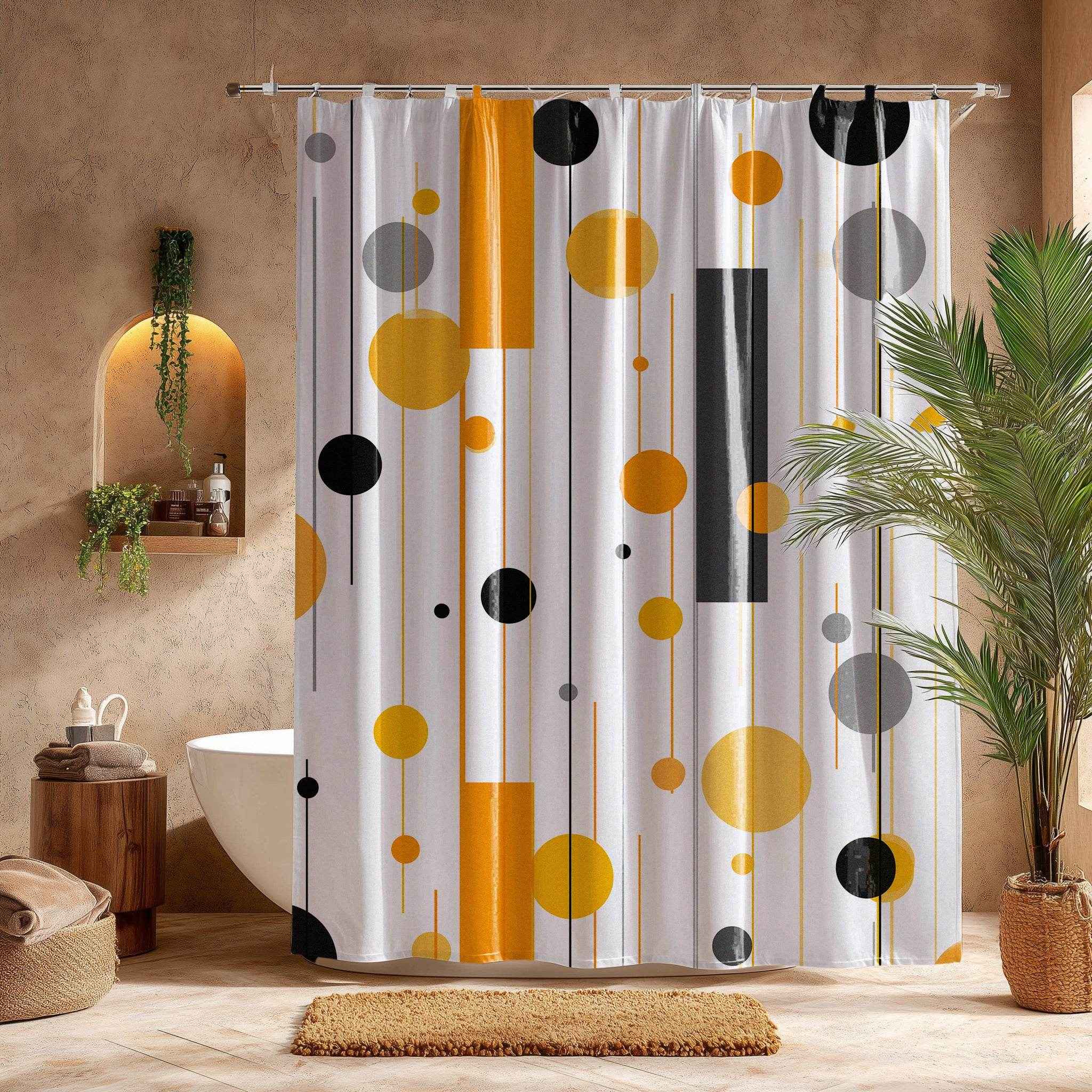 Modern Geometric Yellow & Gray Shower Curtains