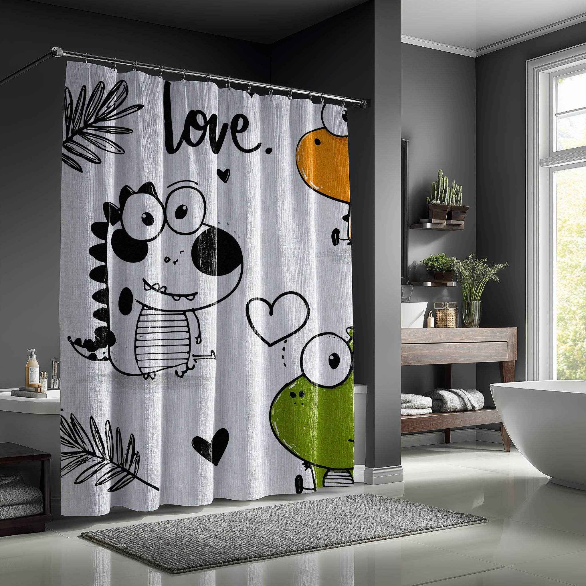 Playful Dinosaur Shower Curtain