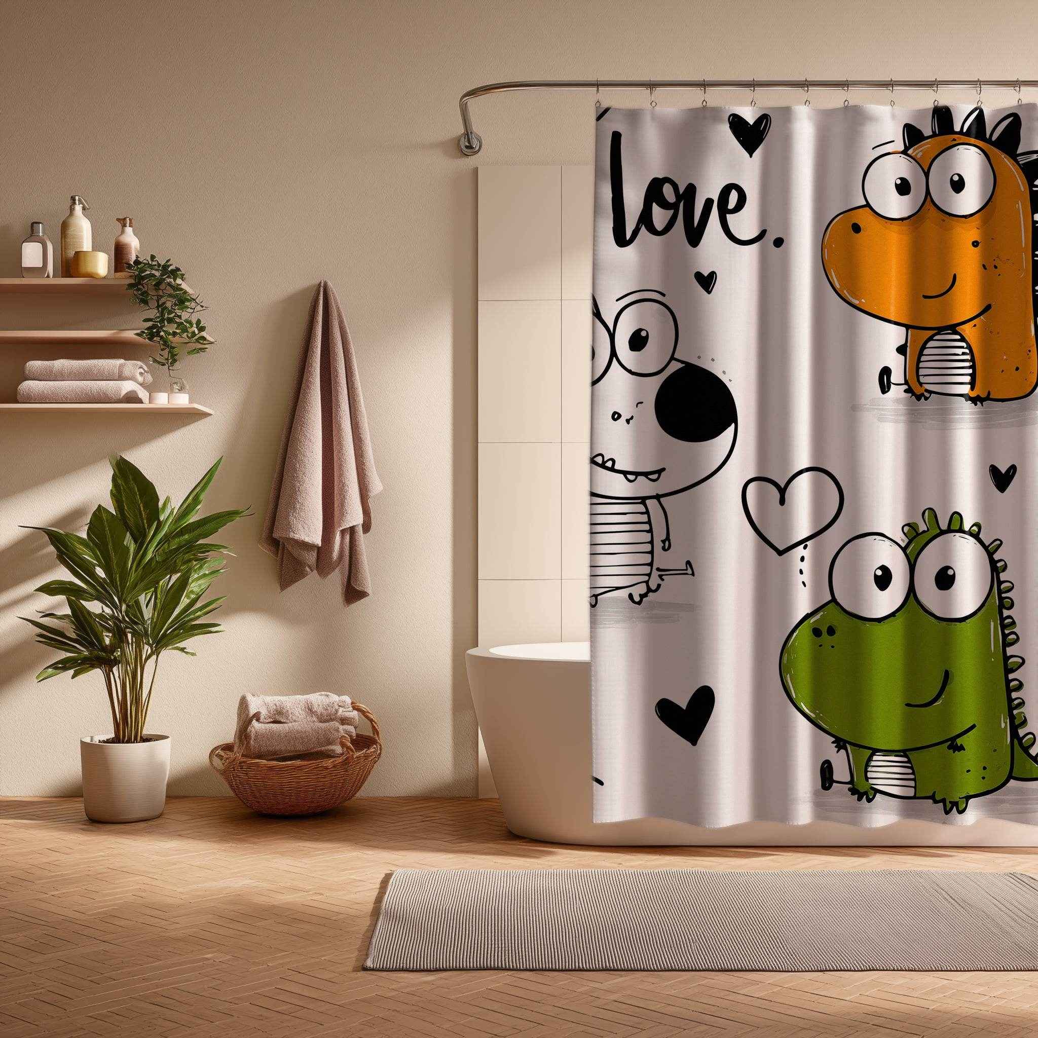 Playful Dinosaur Shower Curtain