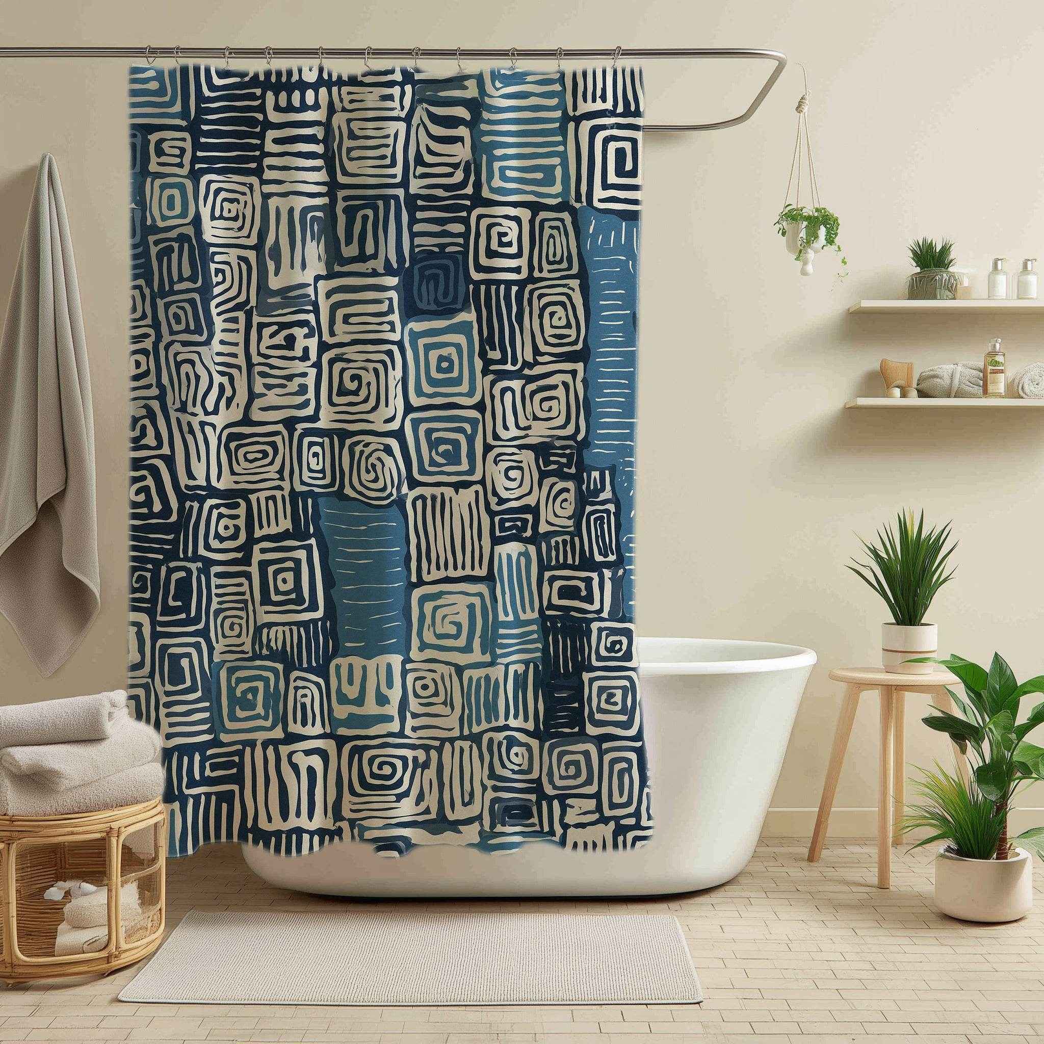Boho Spiral Pattern Shower Curtain
