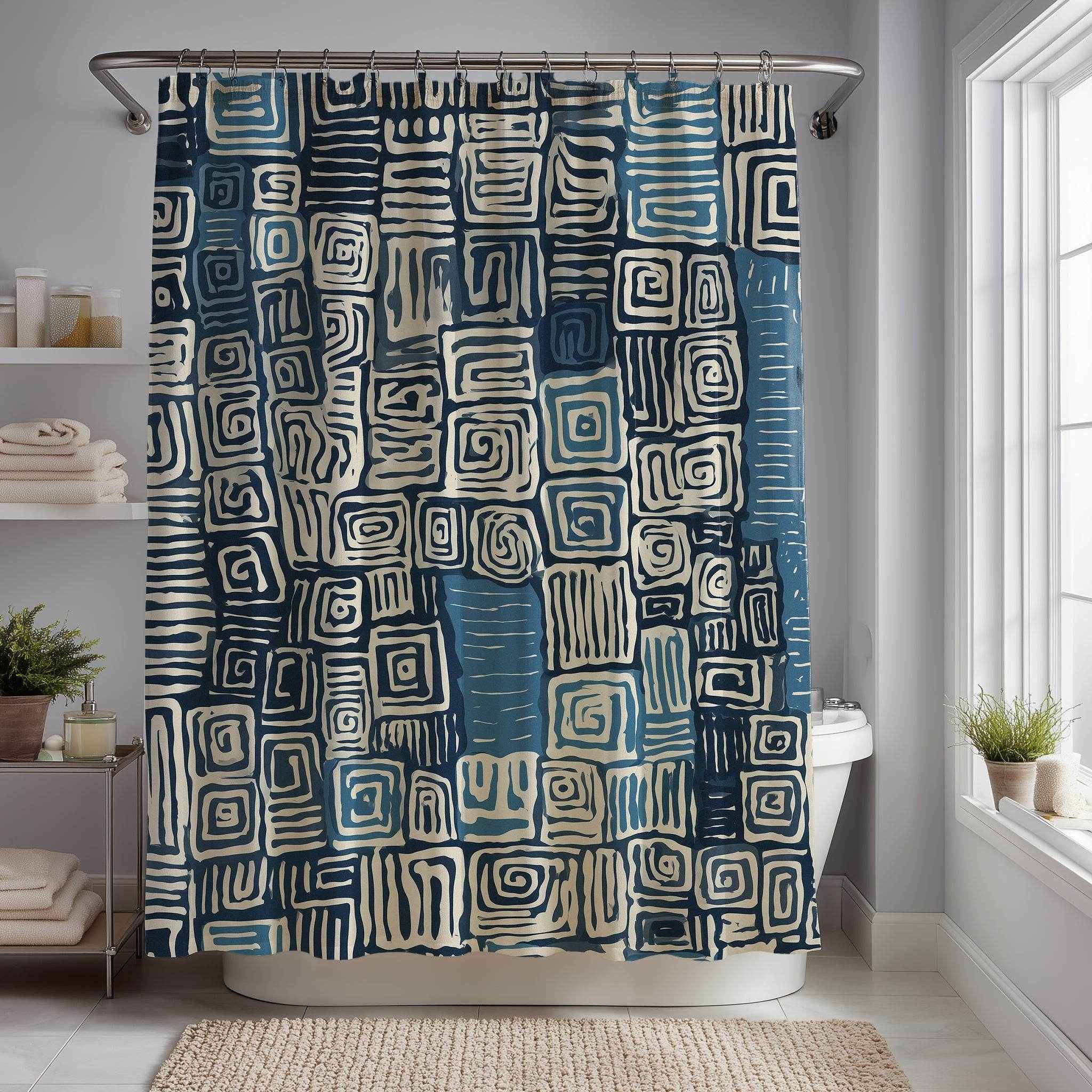 Boho Spiral Pattern Shower Curtain