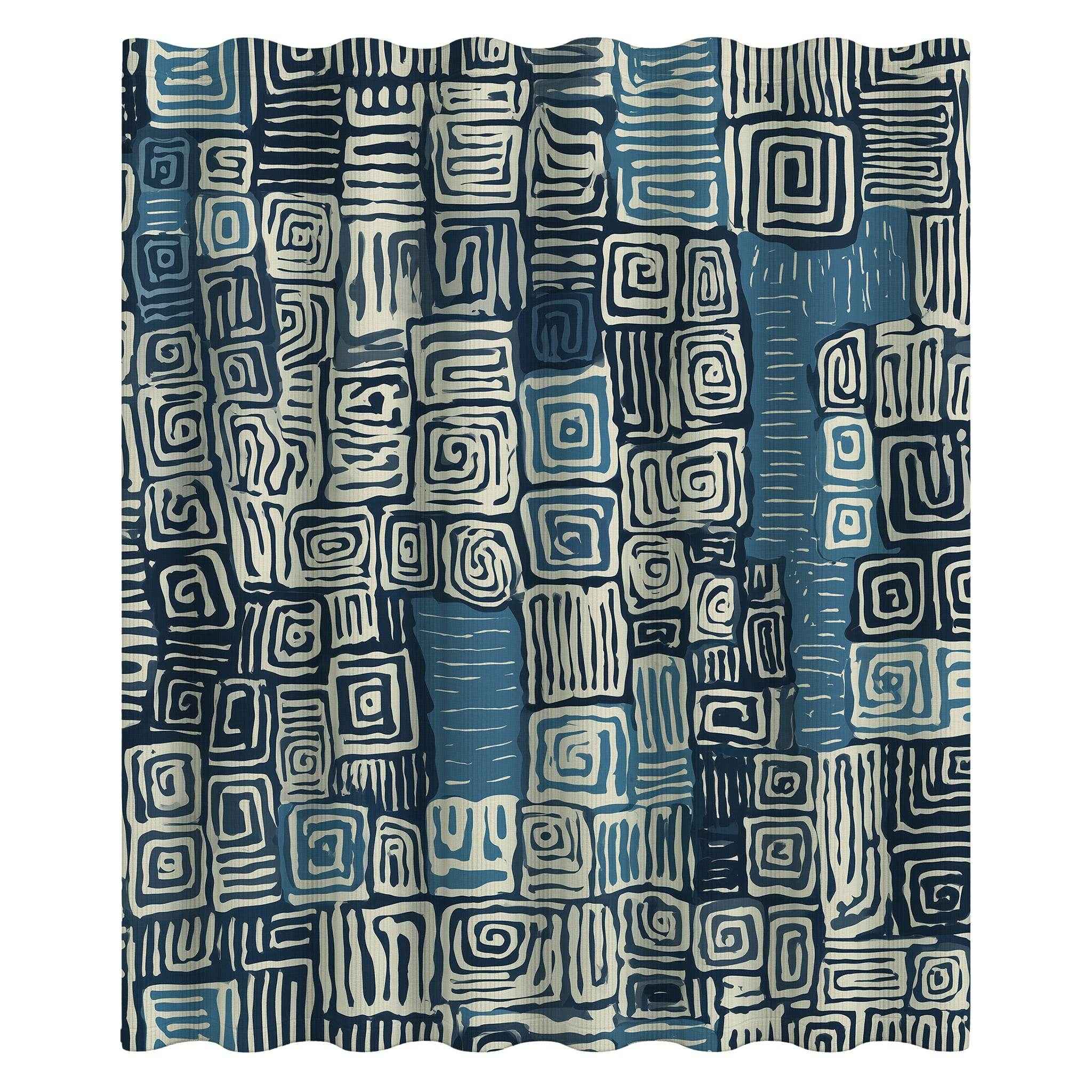 Boho Spiral Pattern Shower Curtain