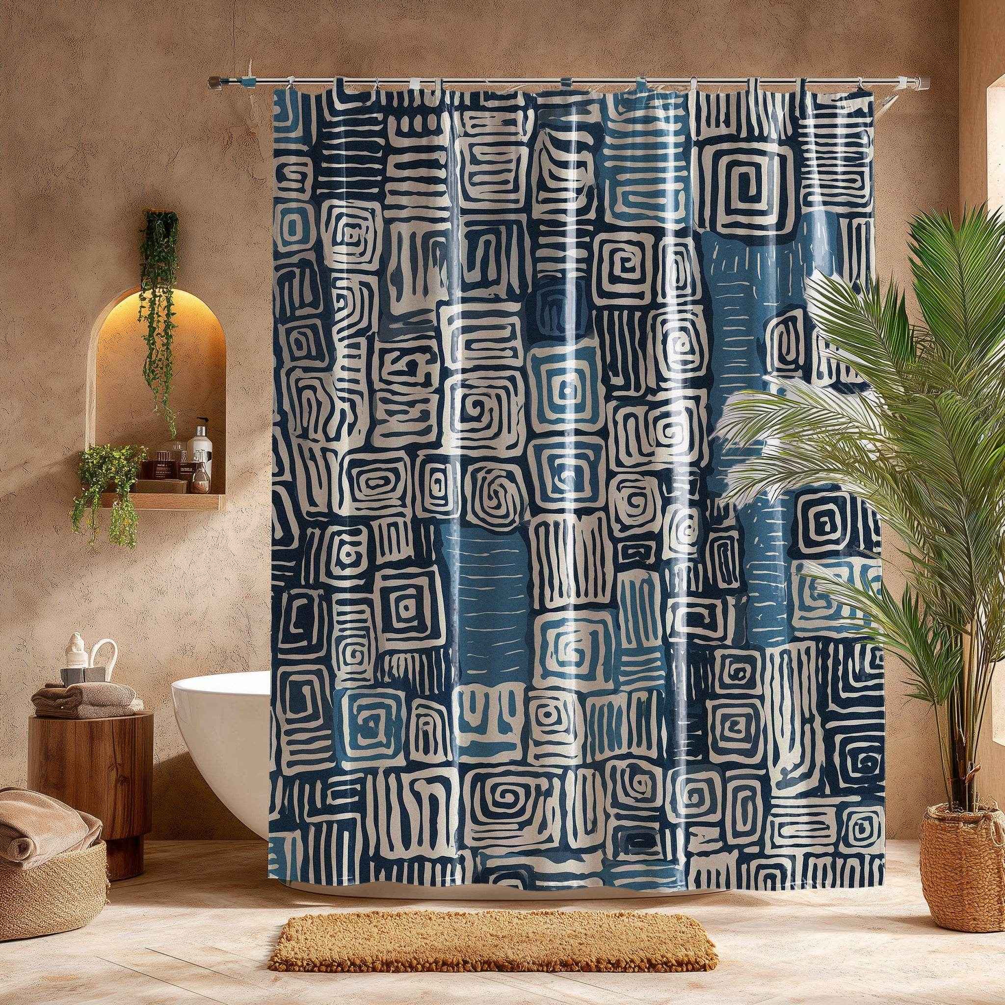 Boho Spiral Pattern Shower Curtain