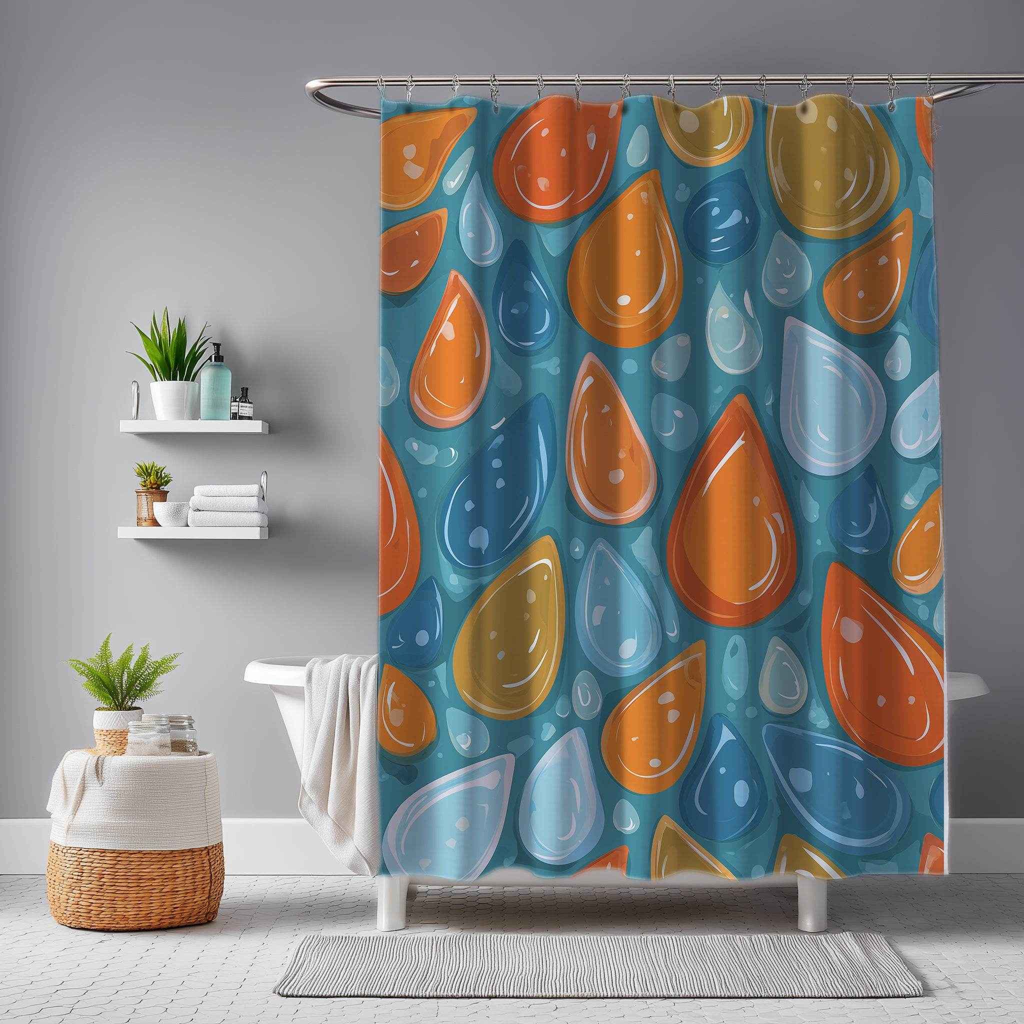 Colorful Drop Pattern Shower Curtain