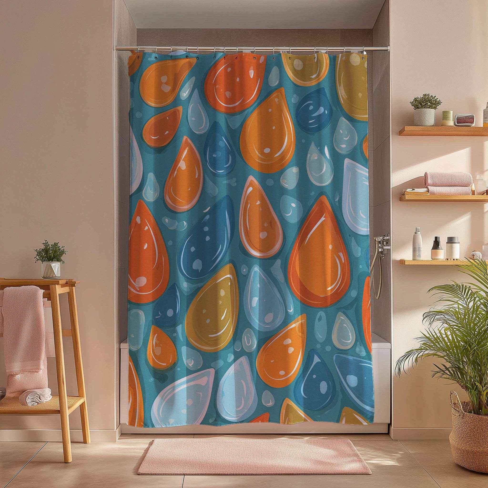 Colorful Drop Pattern Shower Curtain