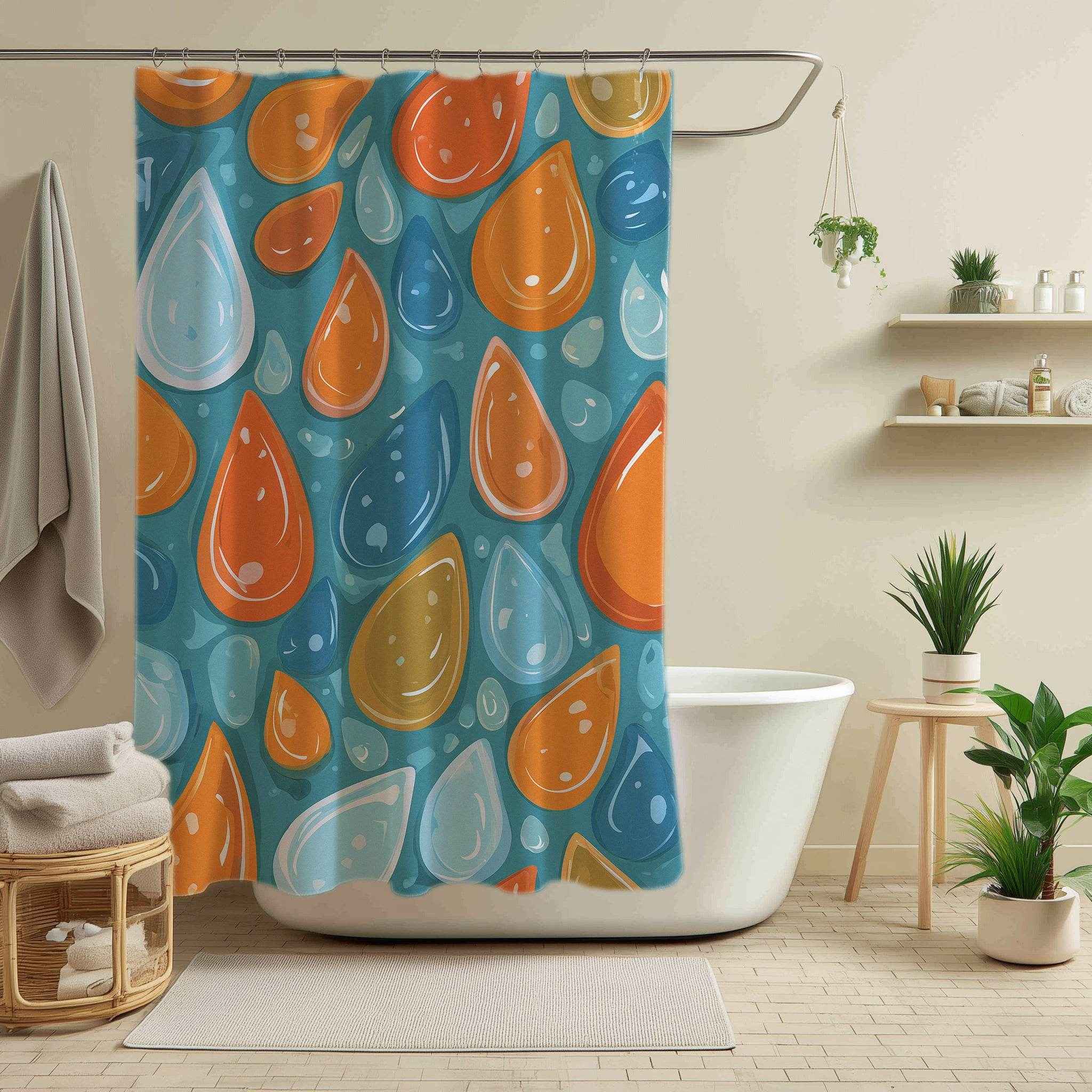 Colorful Drop Pattern Shower Curtain