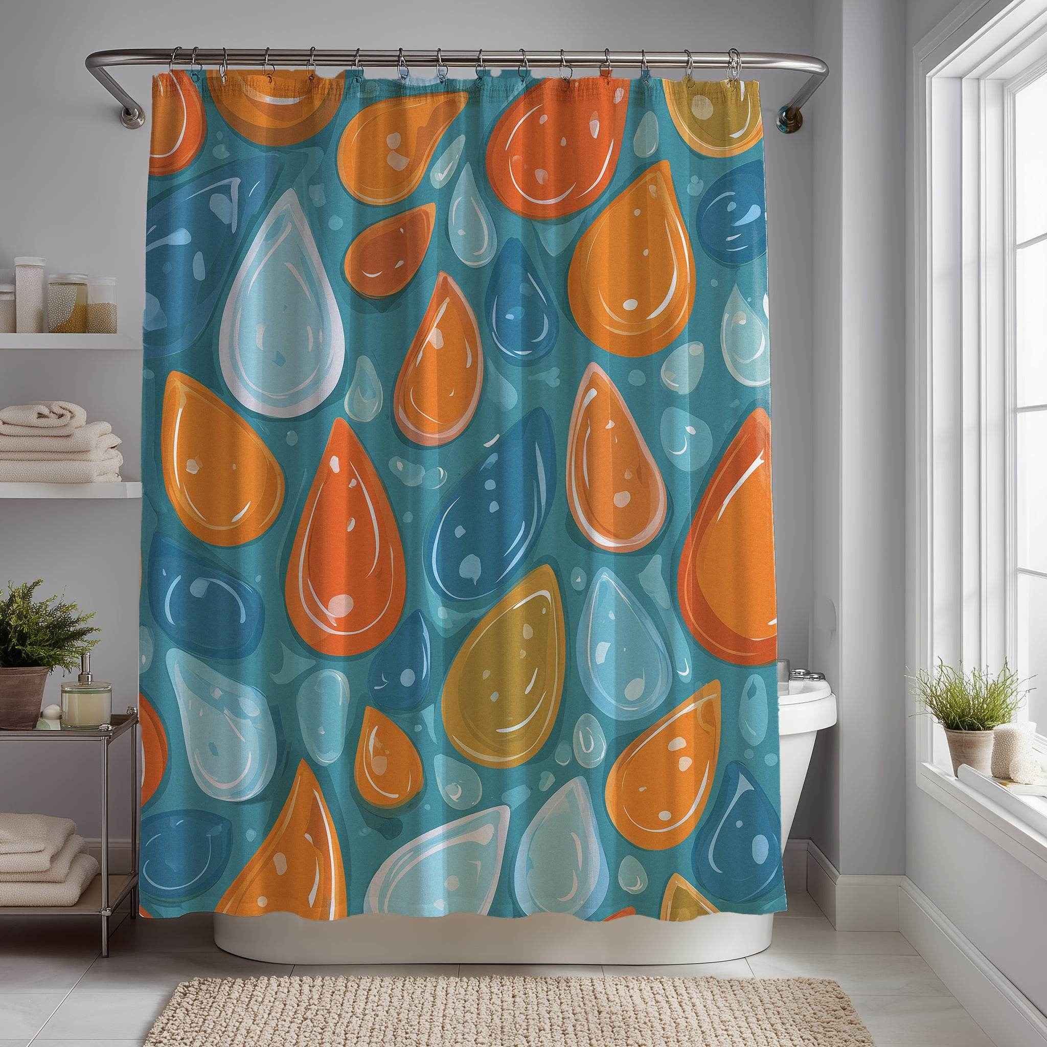 Colorful Drop Pattern Shower Curtain