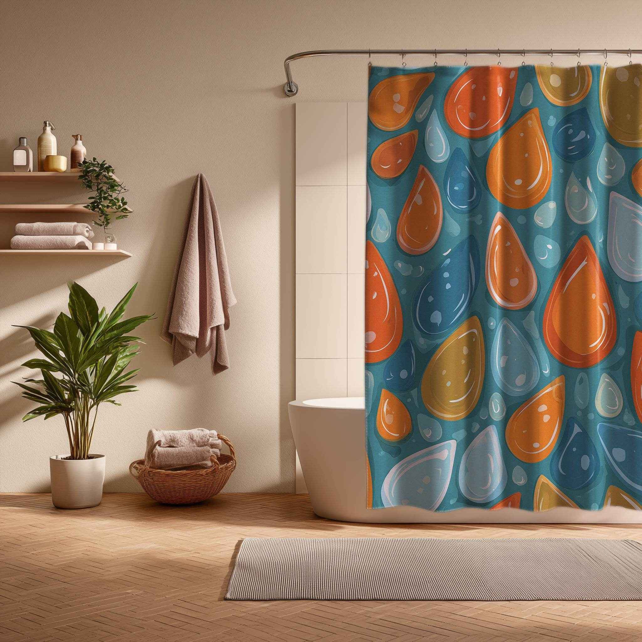 Colorful Drop Pattern Shower Curtain