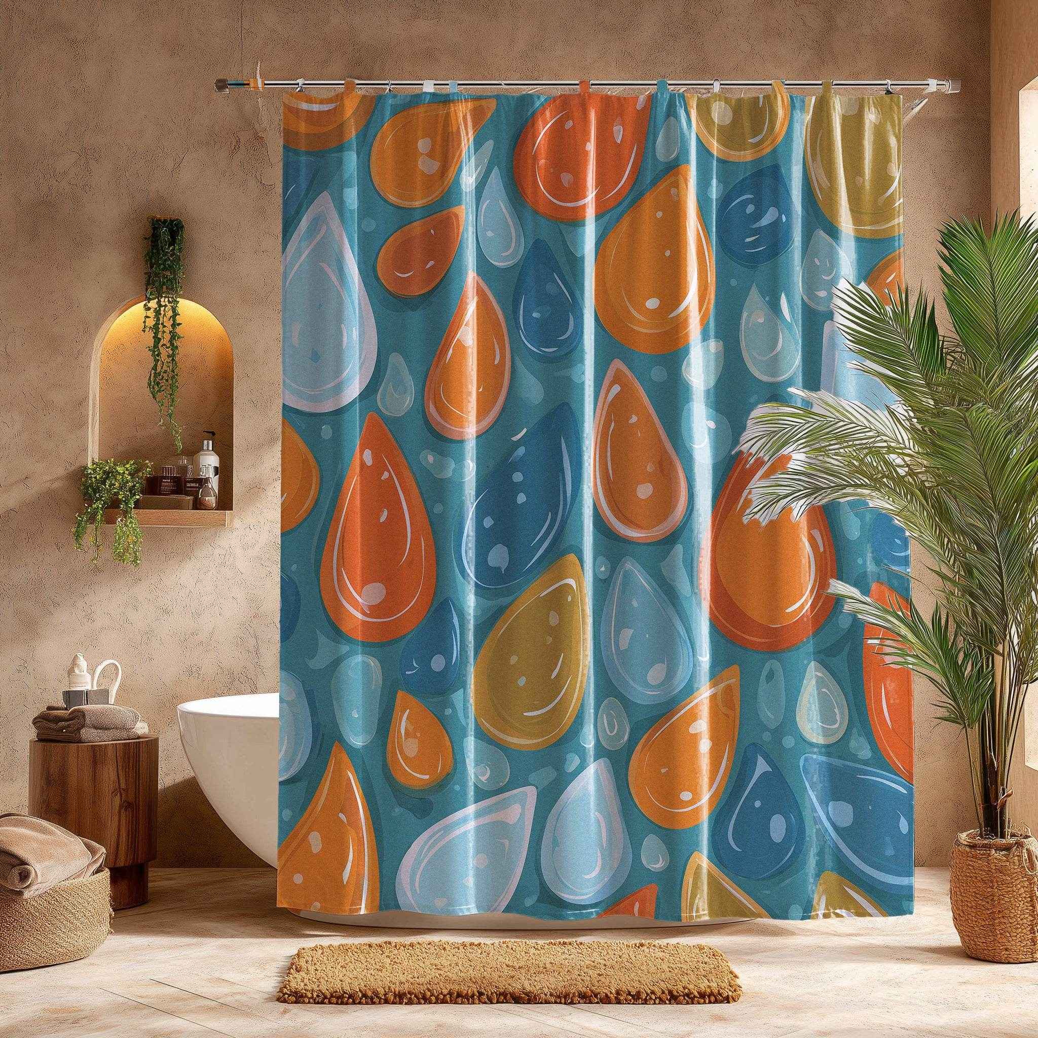 Colorful Drop Pattern Shower Curtain