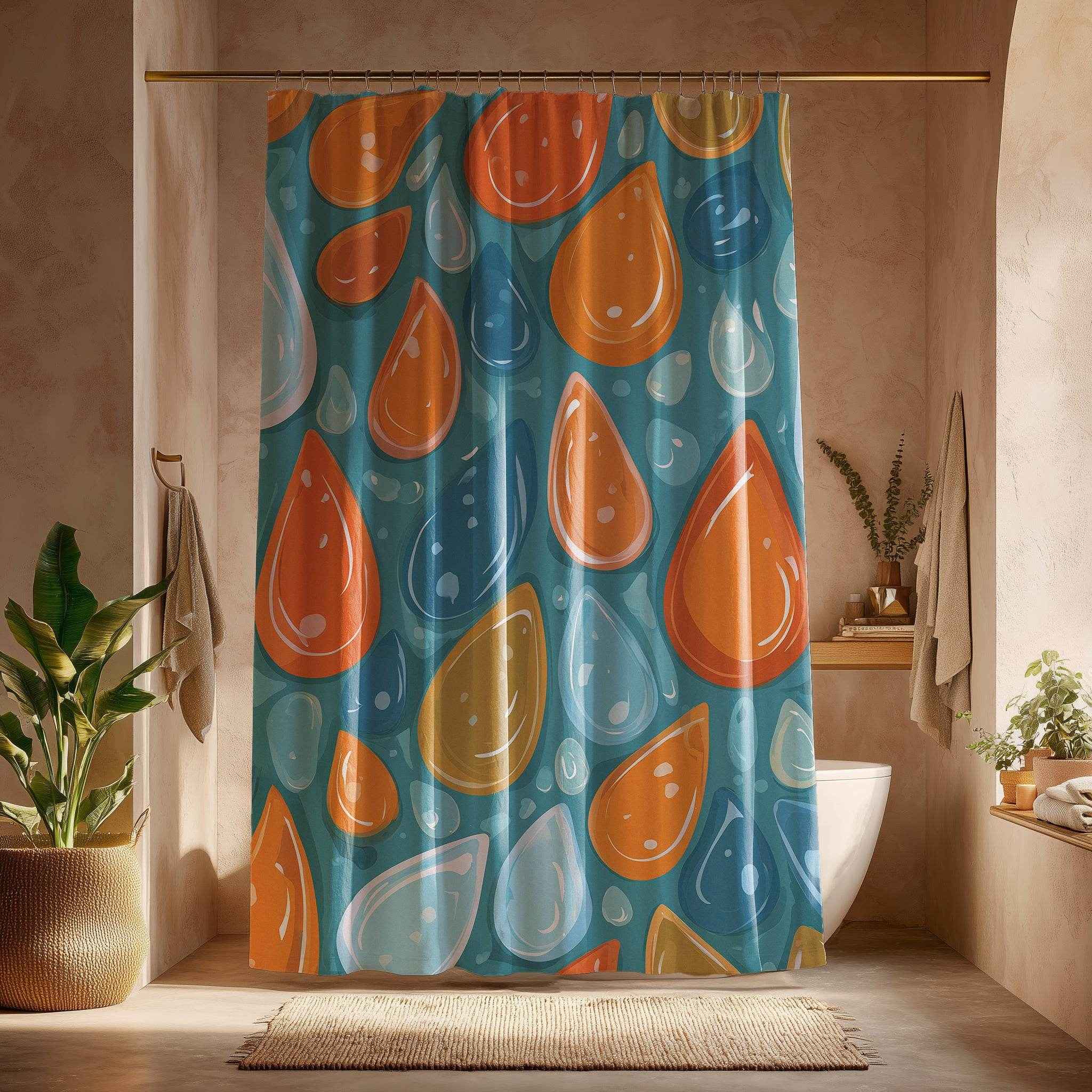 Colorful Drop Pattern Shower Curtain