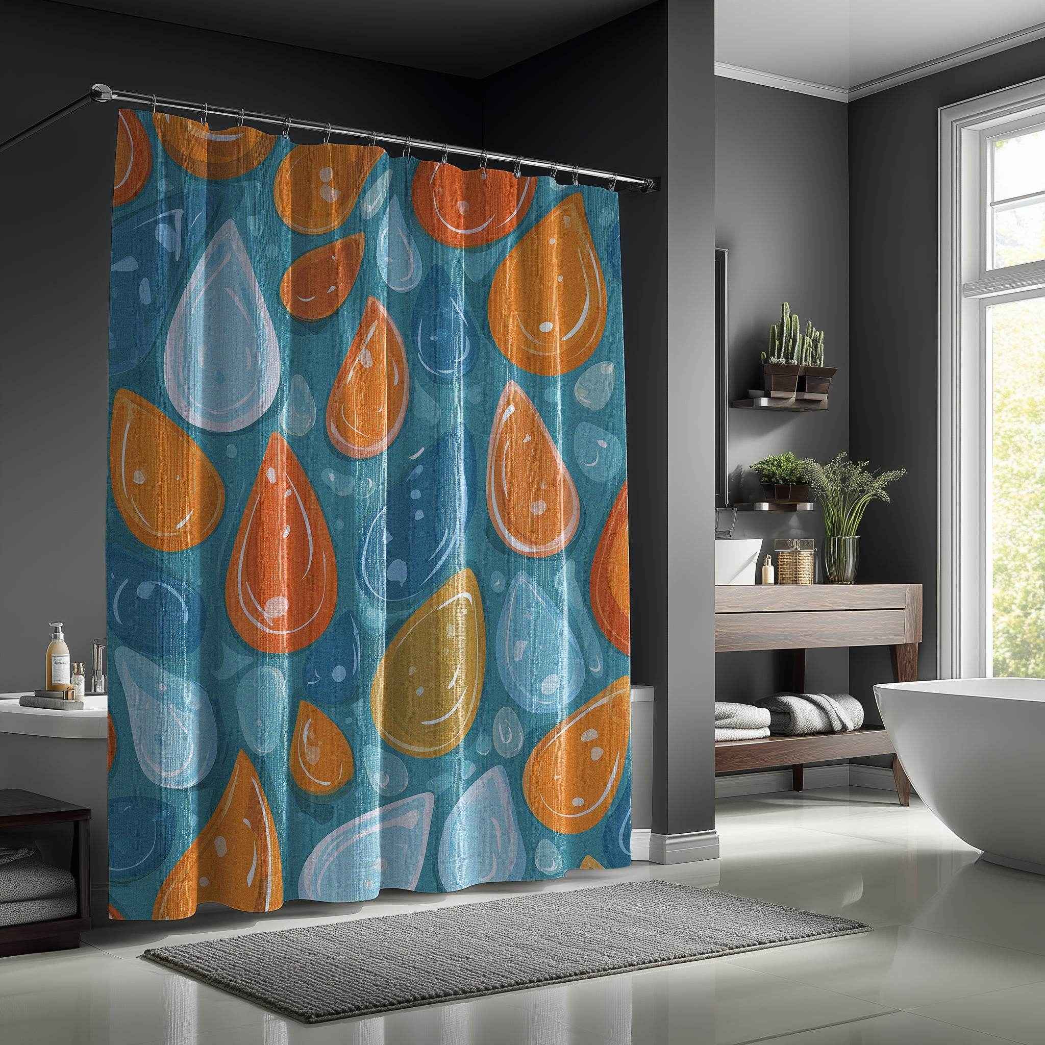Colorful Drop Pattern Shower Curtain